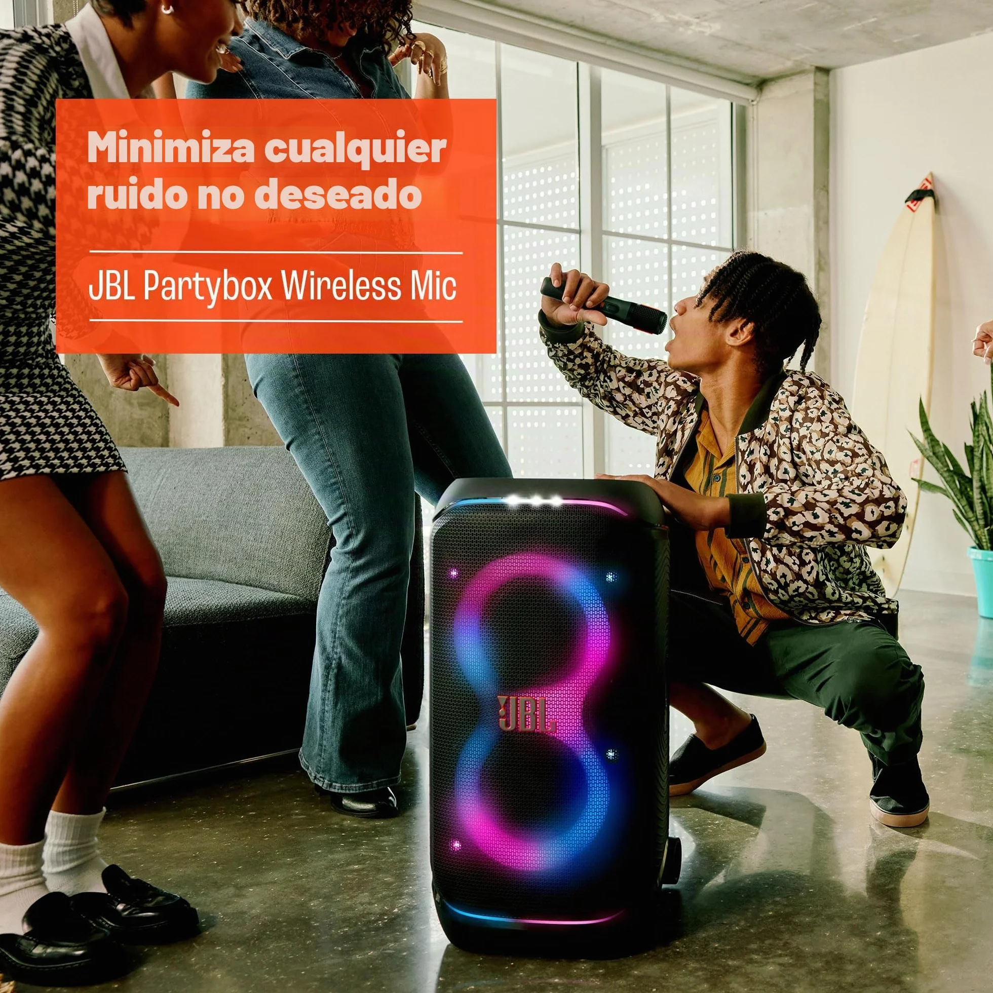 JBL PartyBox - Micrófono inalámbrico digital - 2 micrófonos, batería recargable (20 horas - 700 mAh), voz clara, sonido nítido, conexión estable de 2.4 GHz