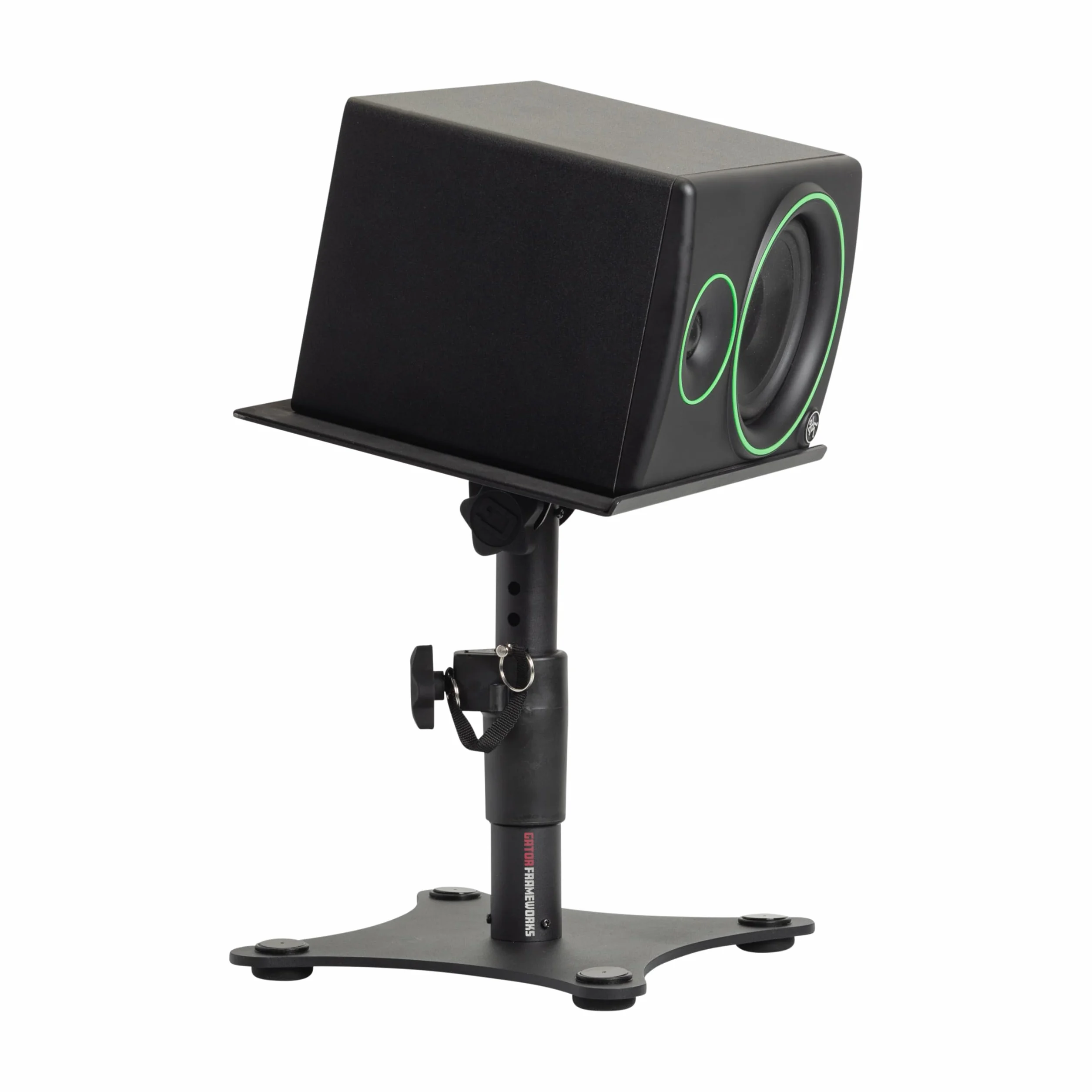 Gator Frameworks Soportes de Estudio y para Altavoces de Escritorio con Superficie Acolchada de Espuma EVA, ángulo Ajustable de 0° a 15° - Juego de 2 (GFWSPKSTMNDSK)