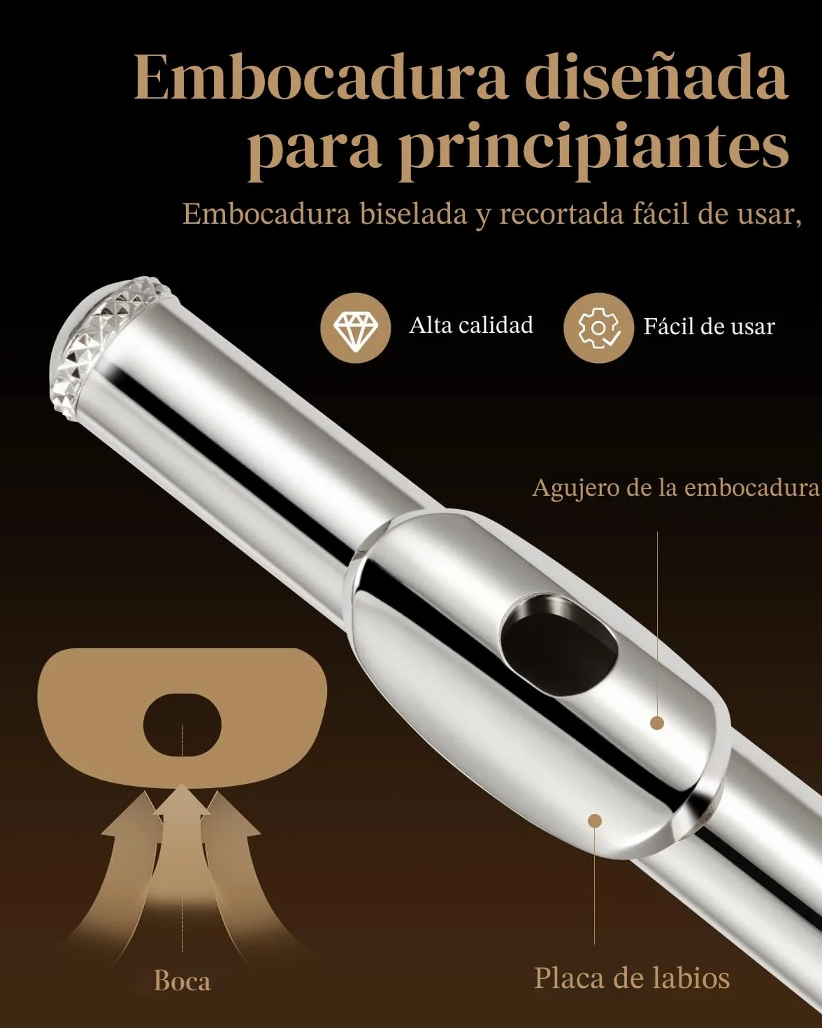 Eastar EFL-1 16 Keys Silver Plated Open/Close Hole C Flute