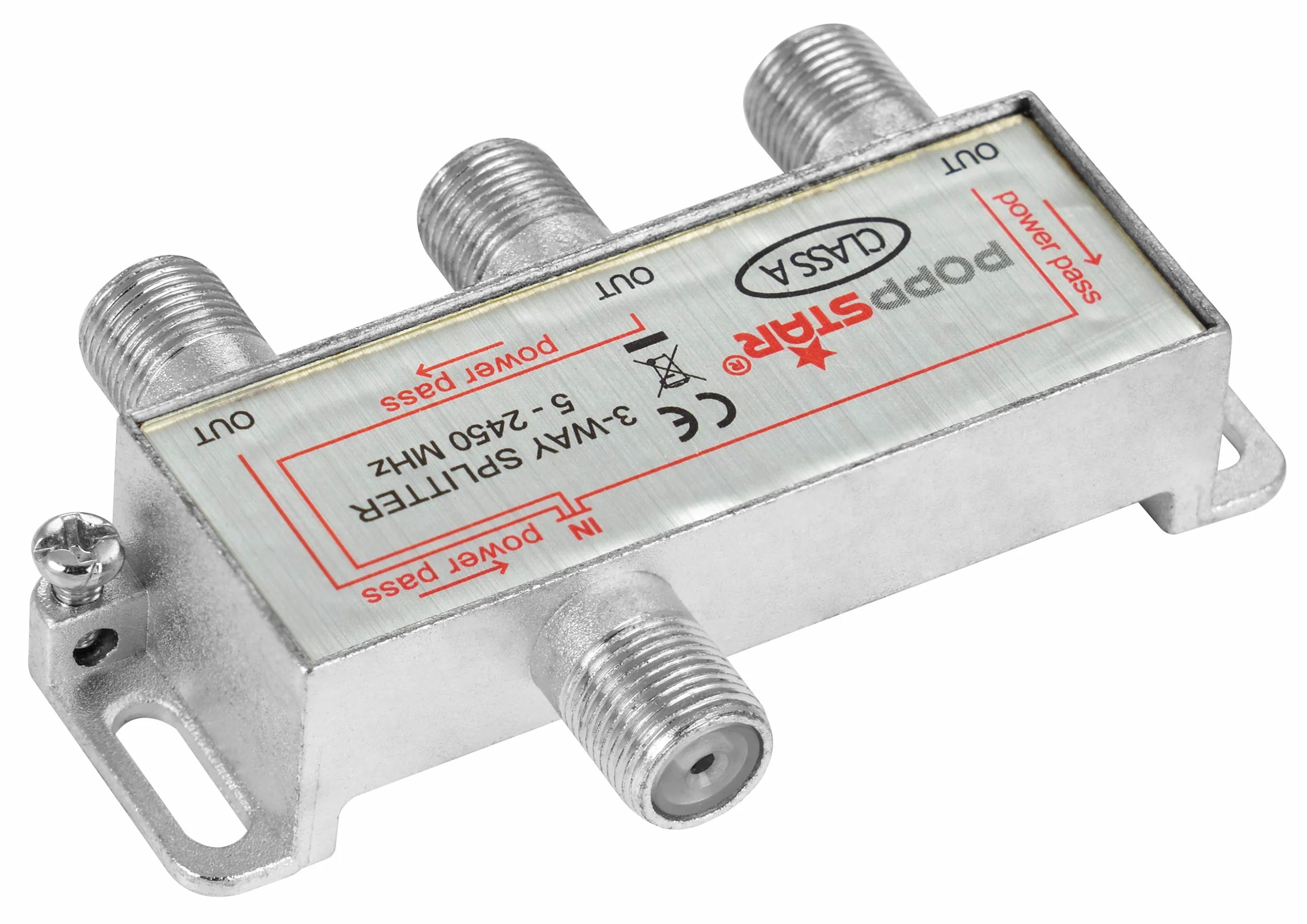 Poppstar Satellite Splitter TV de Tres Salidas para Analógico, Digital, Unicable, HD, 4K, Mezclador Satelite para Cable, TV, Radio, LNB