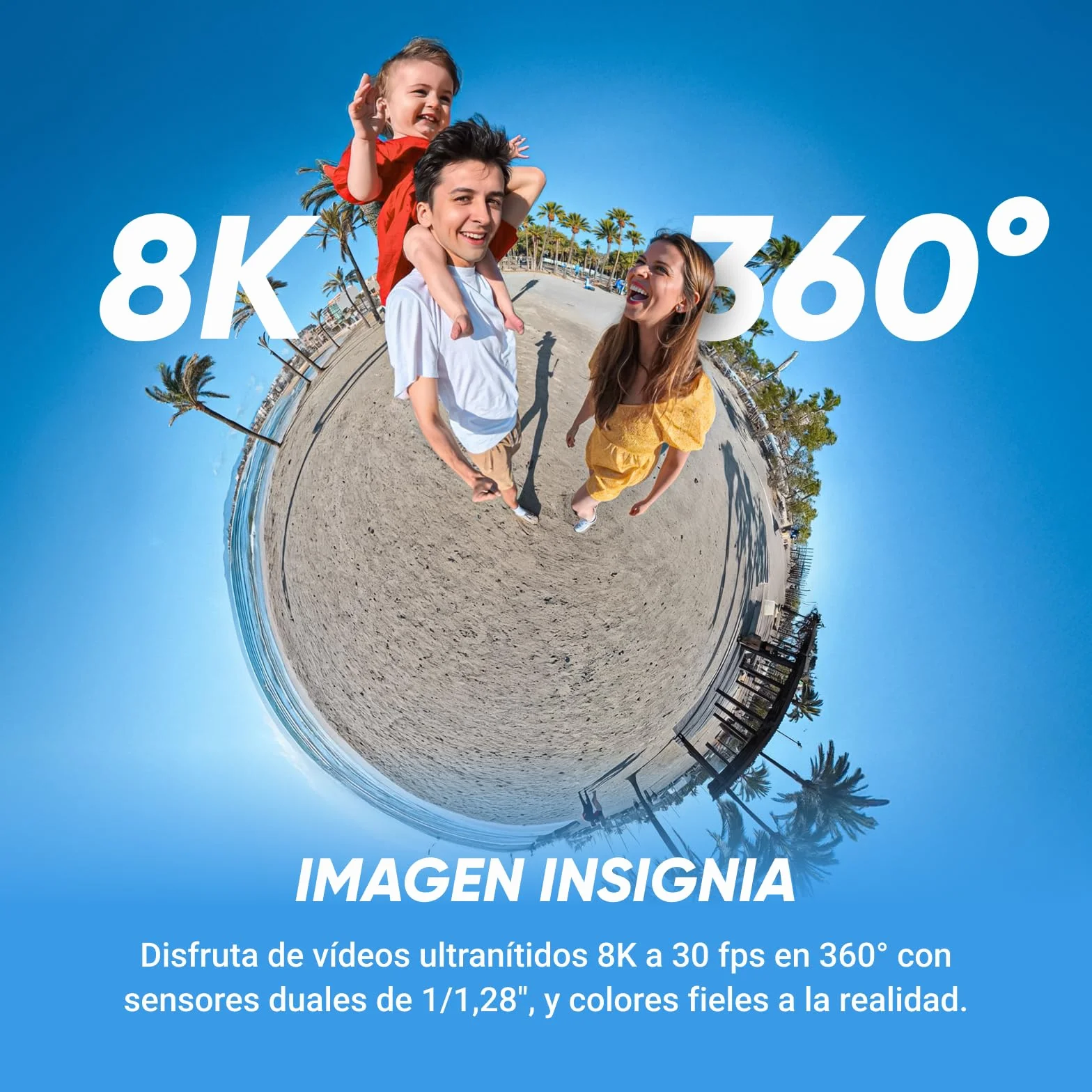 Insta360 X5 Paquete Esencial Cámara 8K 360º Impermeable Lente Dura reemplazable batería 3h antiviento Incorporado estabilización
