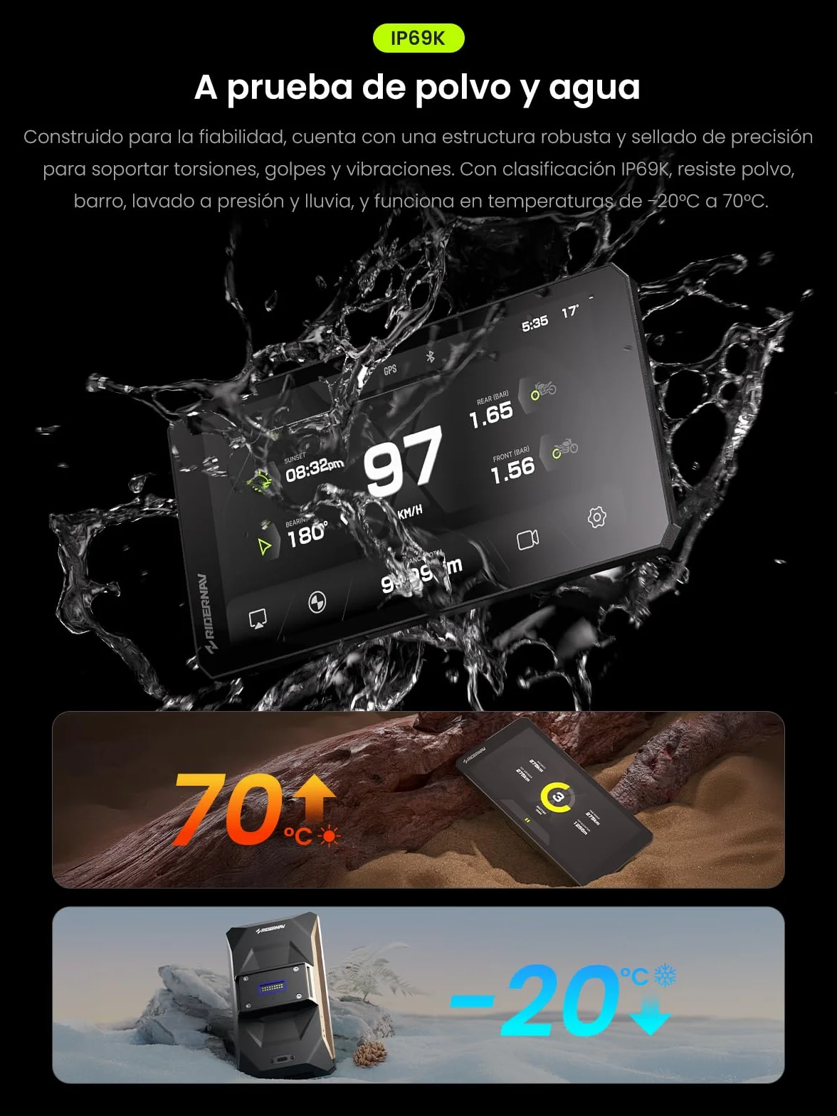 CarPlay y Android Auto Inalámbrico R7M 7" para Motocicletas BMW IP69K GPS OTA