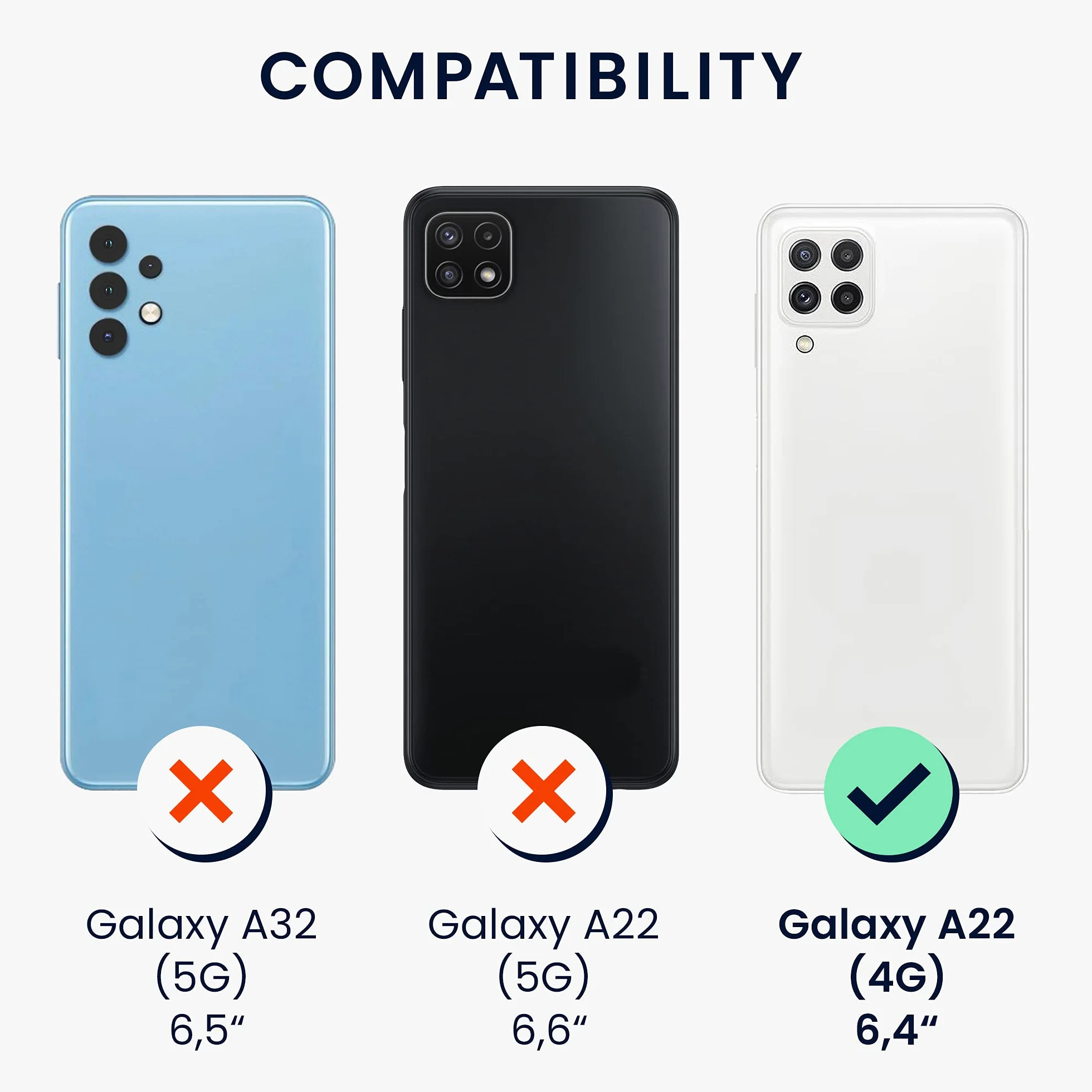 kwmobile Funda Samsung Galaxy A22 4G Carcasa TPU Silicona Bordes elevados Azul Verdoso