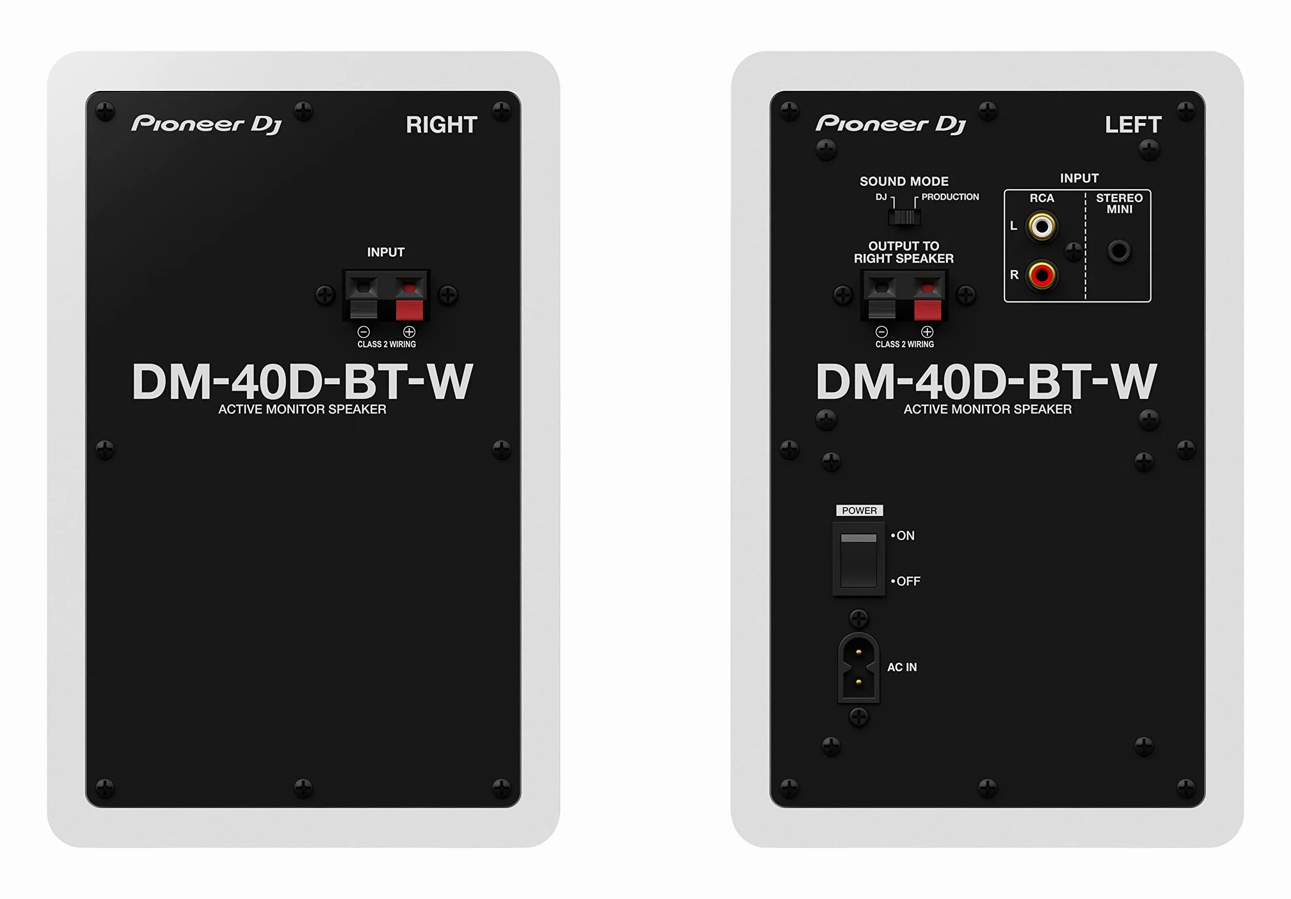 Pioneer DJ ® DM-40D-BT-W Sistema monitor de escritorio, Blanco, Bluetooth, Altavoz de 4''