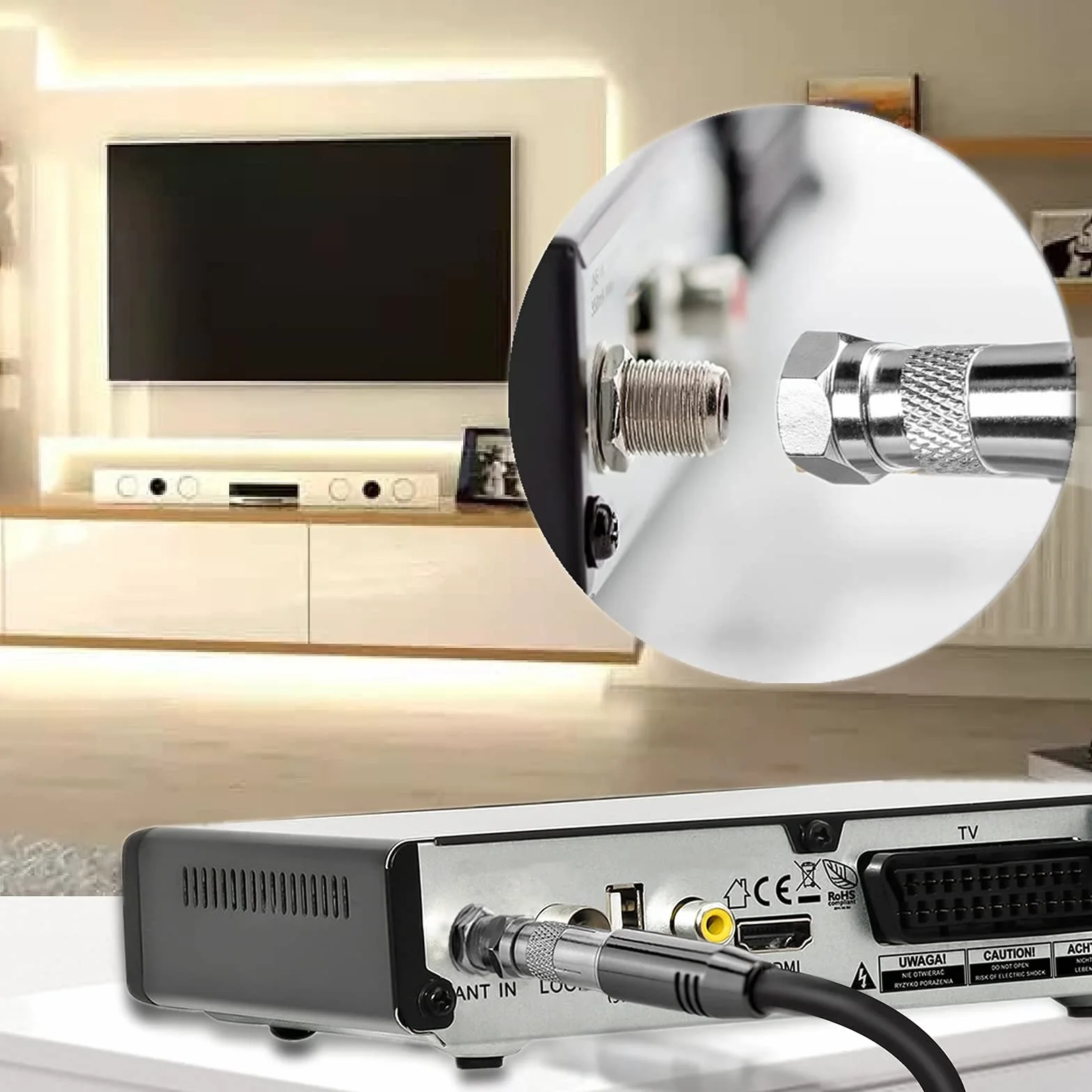 Bingfu Adaptador Antena TV, Conector Coaxial de Antena F Macho a TV Macho & Hembra para Satélite y Cables Coaxiales (Paquete de 2)