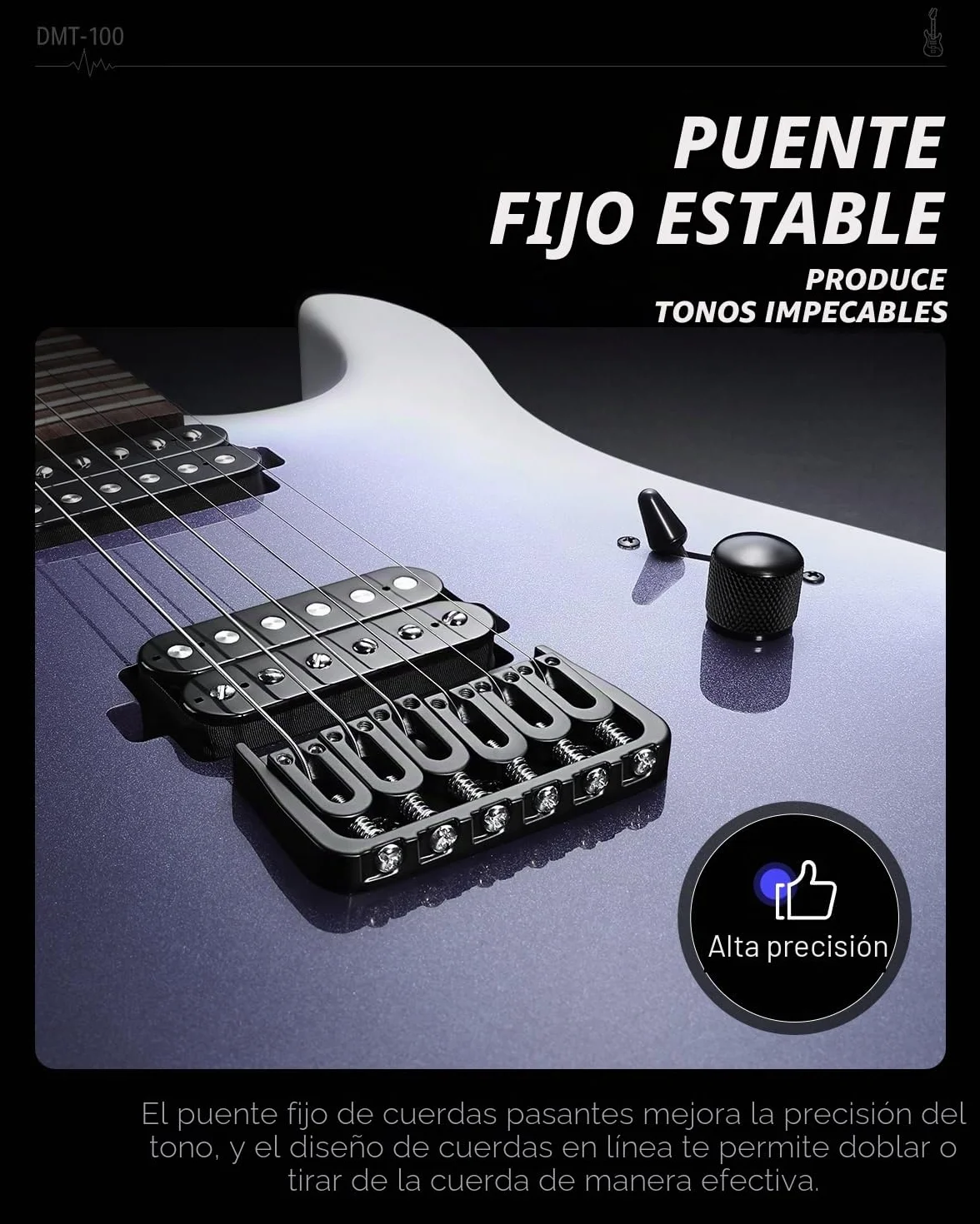 Donner Solid Body Guitarra eléctrica (metal, 39 pulgadas, con pastillas H-H, cuerdas, correa, cable, amortiguador de cuerdas para los amantes de la música rock, DMT-100 (Violeta Degradado)