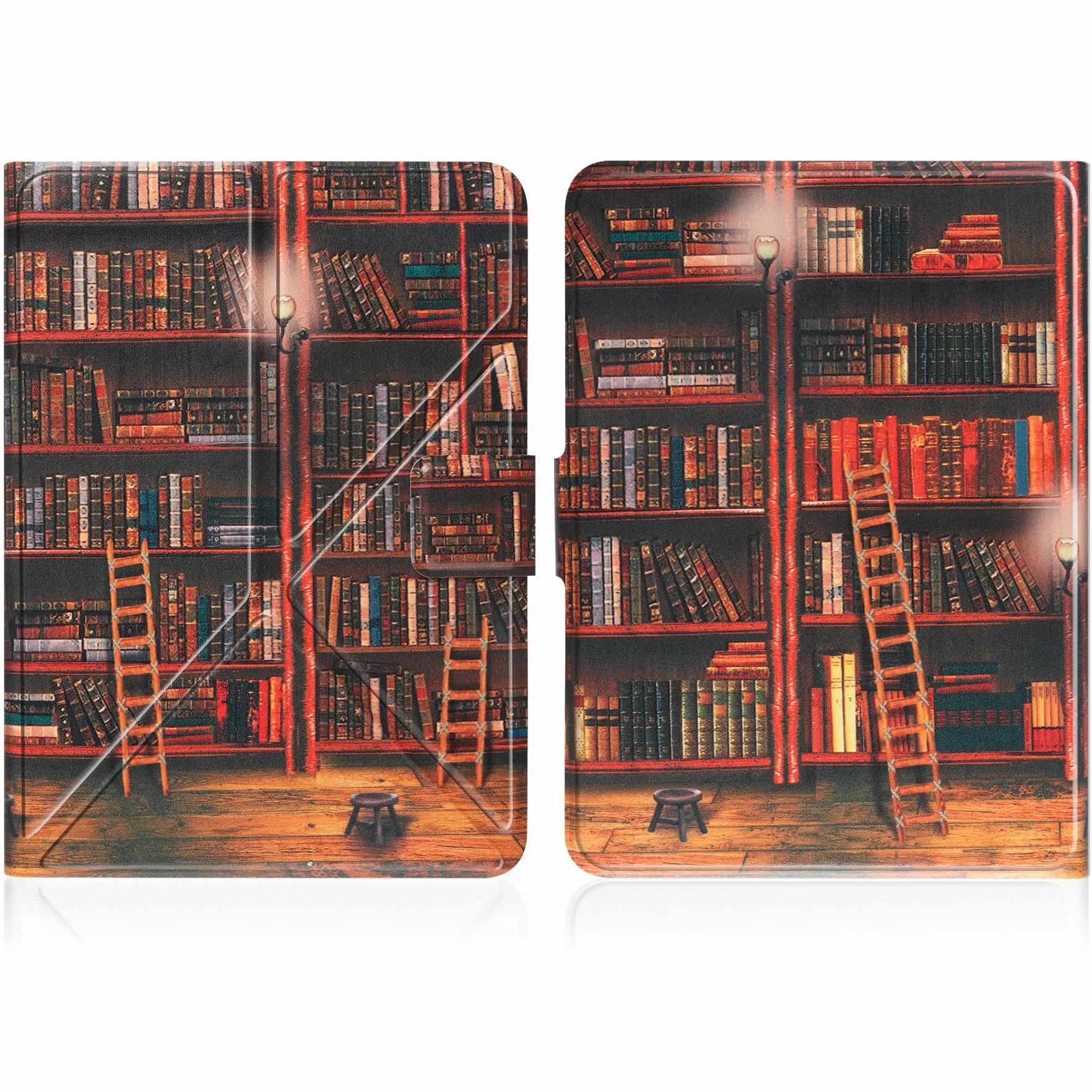 HGWALP Funda Universal para 6.8" 7" Paperwhite eReaders, Funda Folio Stand Soporte con Correa Compatible con 6.8 Pulgadas 7 Pulgadas Paperwhite Kindle/Kobo/Voyaga/Lenovo/Sony E-Readers-Library