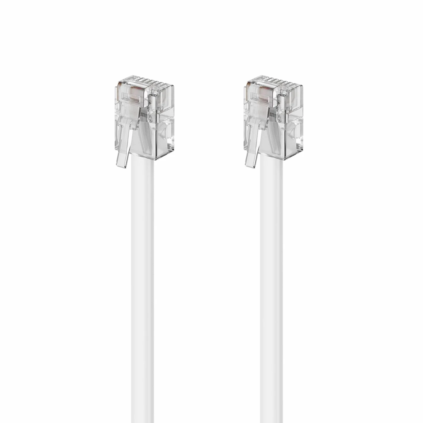 deleyCON 1m RJ11 Modular 6P4C Western Cable Telefónico Plano Blanco