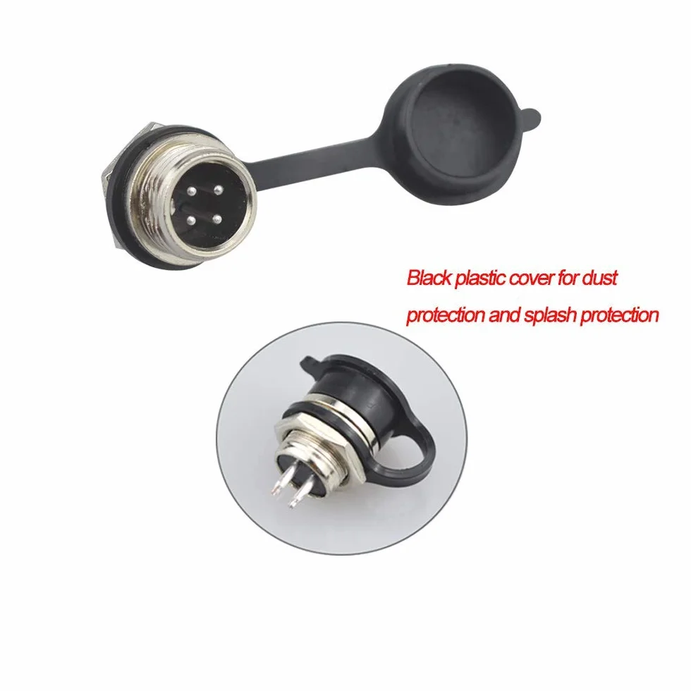 RUNCCI-YUN 6Pcs GX12-2Pin Aviación Conector, 5A Aviación Enchufe, 12MM Rosca Metal Macho Hembra Panel Aviación Conector Enchufe, con Goma Tapa Protectora y Destornillador Phillips