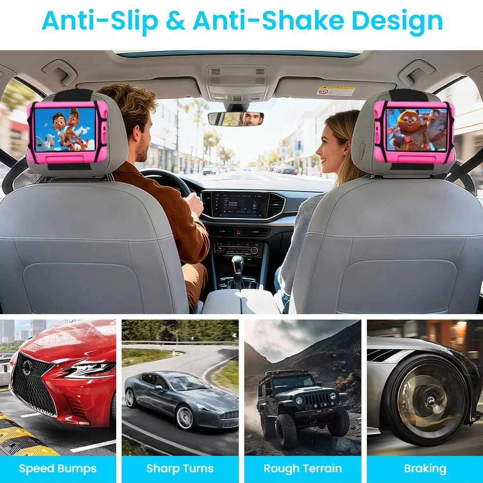 URAQT Soporte Tablet Coche, Soporte Reposacabezas Asiento Trasero para Automóvil 360°Rotación Soporte de Montaje Extensible Compatible con iPad, Switch, Galaxy Tabs y otras tabletas de 7 a 11 pulgadas