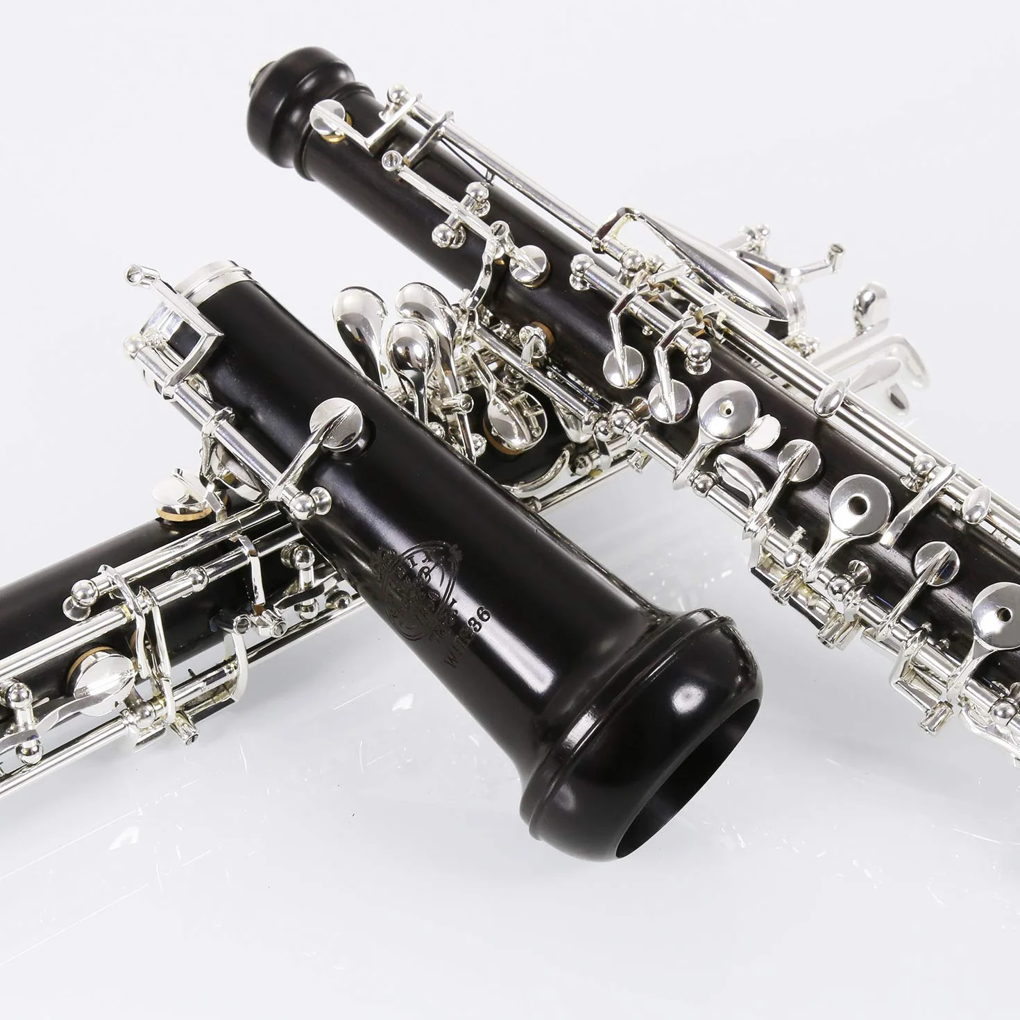 Rochix Professional Performance Level WHS36 - Oboe con cuerpo de ébano plateado semiautomático, tono C 2 hojas, 1 paño limpieza, hisopo soporte para descanso del pulgar, estuche y más
