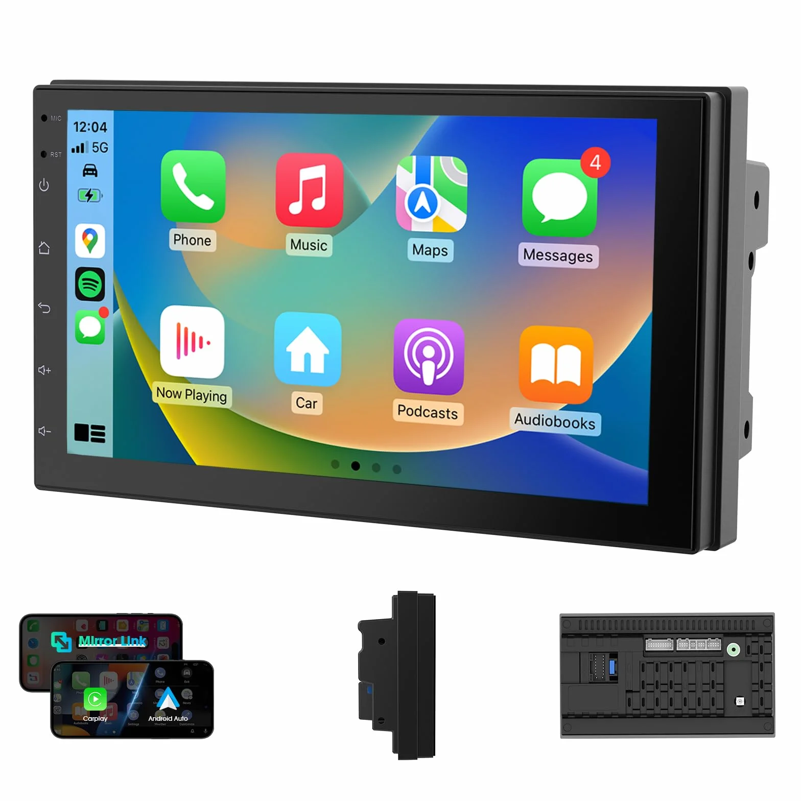 Haudio Radio de Coche 2 DIN, Pantalla Táctil de 7 Pulgadas con CarPlay Inalámbrico & Android Auto, Soporta Control por Voz/FM/Mirror Link/AUX/Navegación GPS/Bluetooth 5.2 Sin Cámara 2+ 32GB