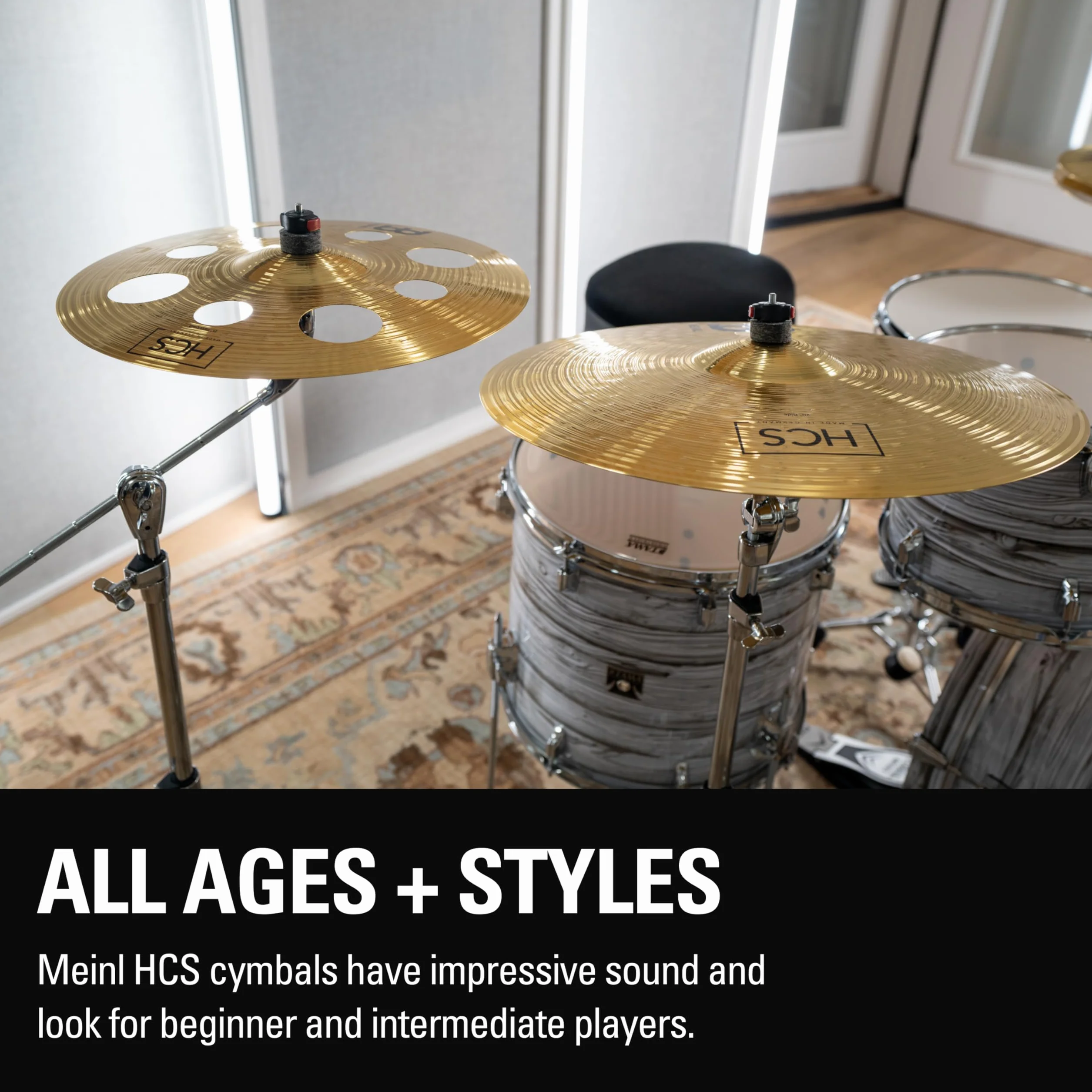 Meinl Cymbals HCS Expanded Cymbal Set Pack - Juego de Platillos de Batería con Plato 14 pulgadas Hihats, 16 Trash Crash, 18 Crash y 20 Ride – Latón, Acabado Tradicional (HCS14161820)