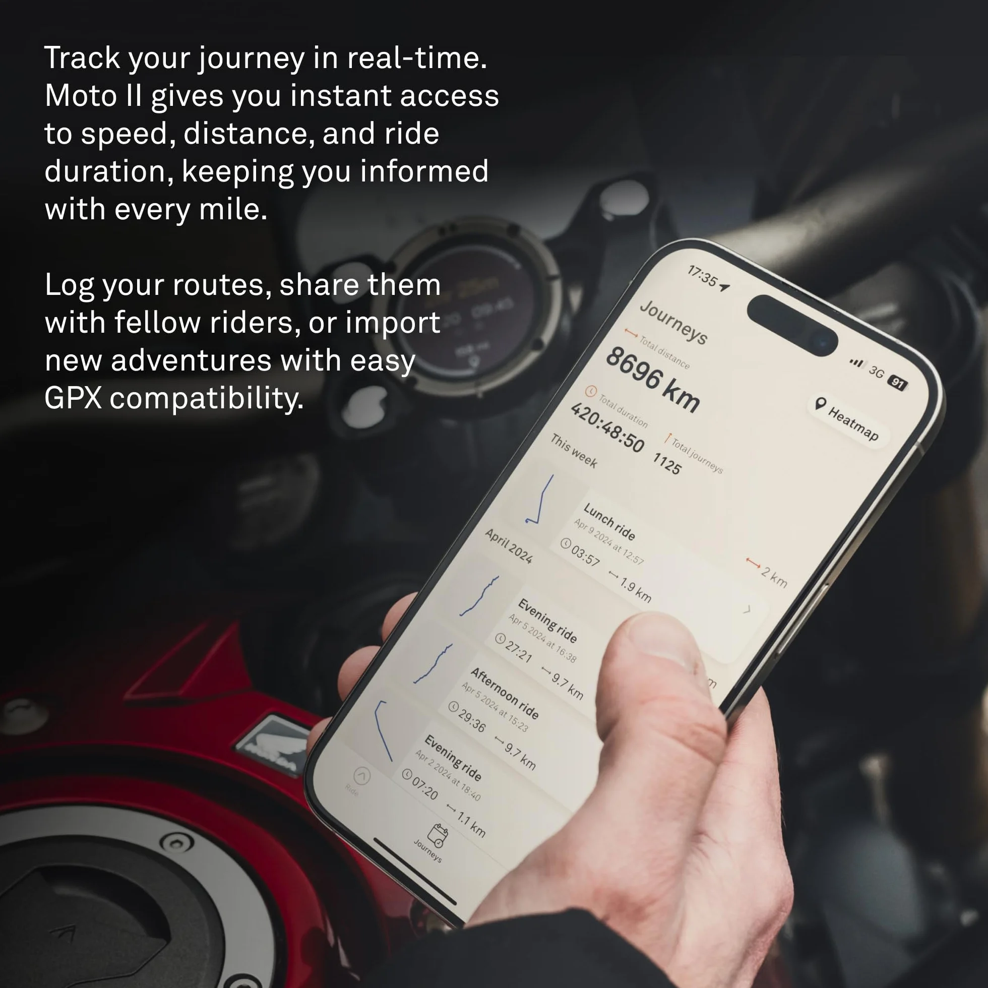 Beeline Moto II Metal - Sistema de navegación para Moto, Navegación Global, IP67, USB-C