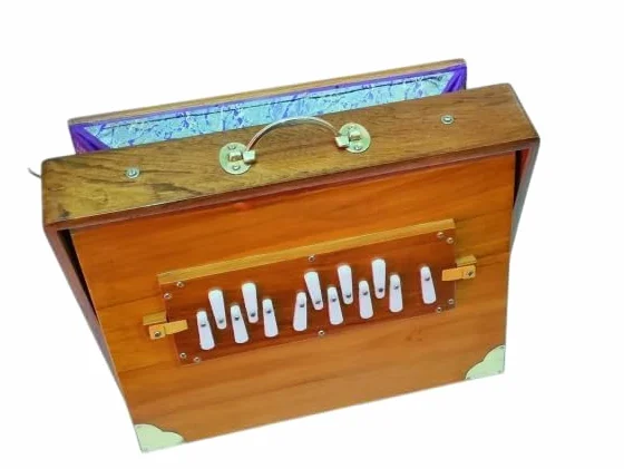 Shruti Box, 16x12x3" Pure Teak wood with (Copper Tongue) and FOOT PEDAL, gig Bag, Natural Color, Musical Instrument Tuned 440Hz (432Hz on Requested)
