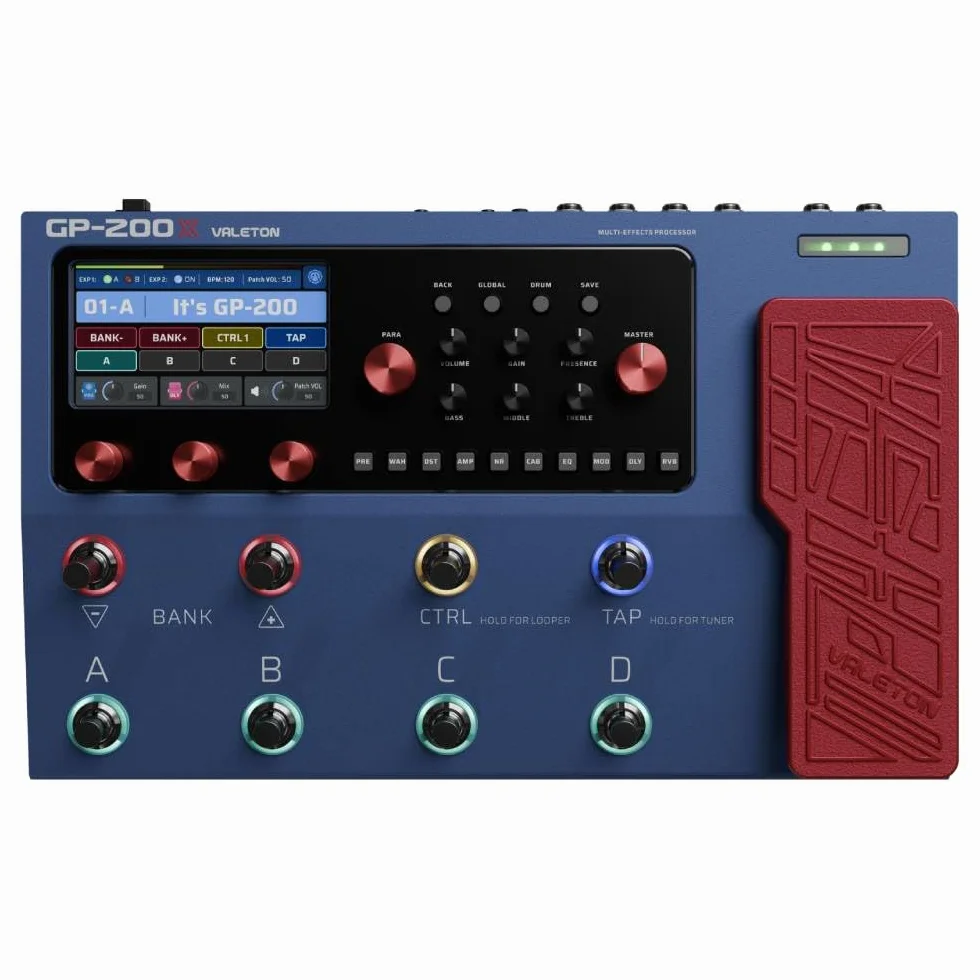 Valeton GP-200X Multi-Effects Pedal + GPB-1 Gig Bag Bundle - Expression FX Loop MIDI I/O Amp Modeling IR Cabinets Artist Presets for Guitar/Bass