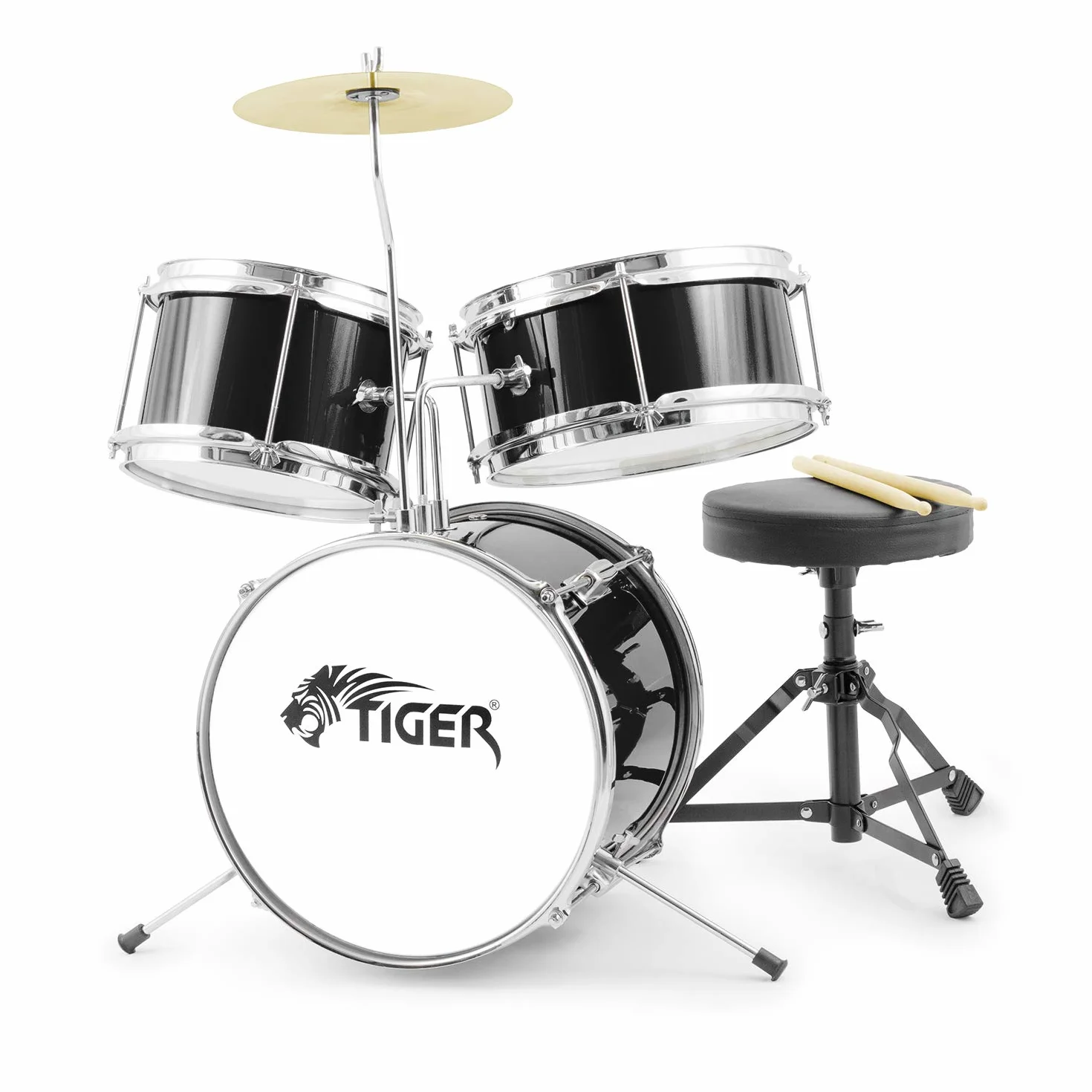 Tiger JDS7-BK - Batería de 3 piezas, color negro