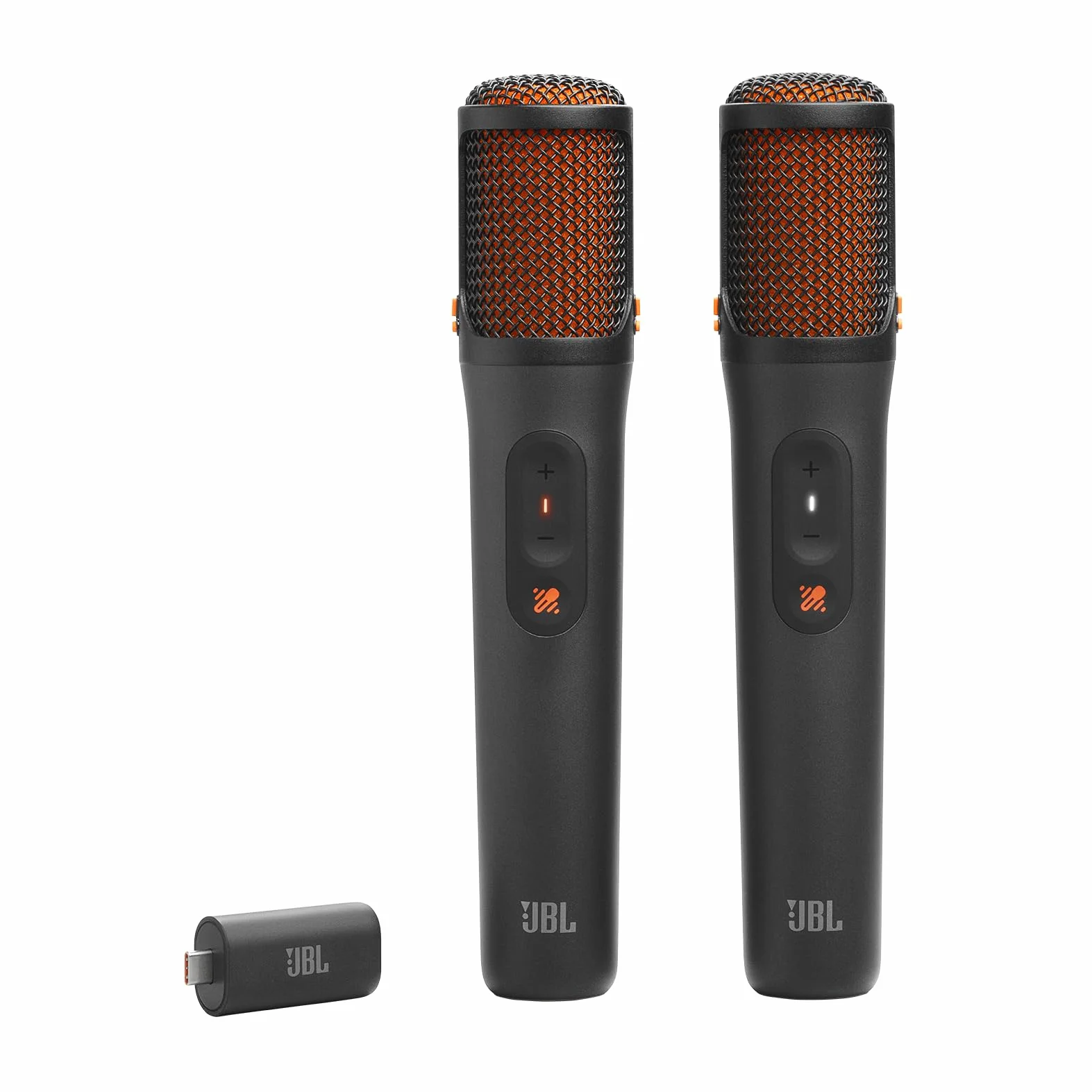 JBL EasySing Mics, 2 micrófonos de Karaoke inalámbricos con IA y eliminación de Voz en Tiempo Real y dongle PartyBox USB-C, Negro
