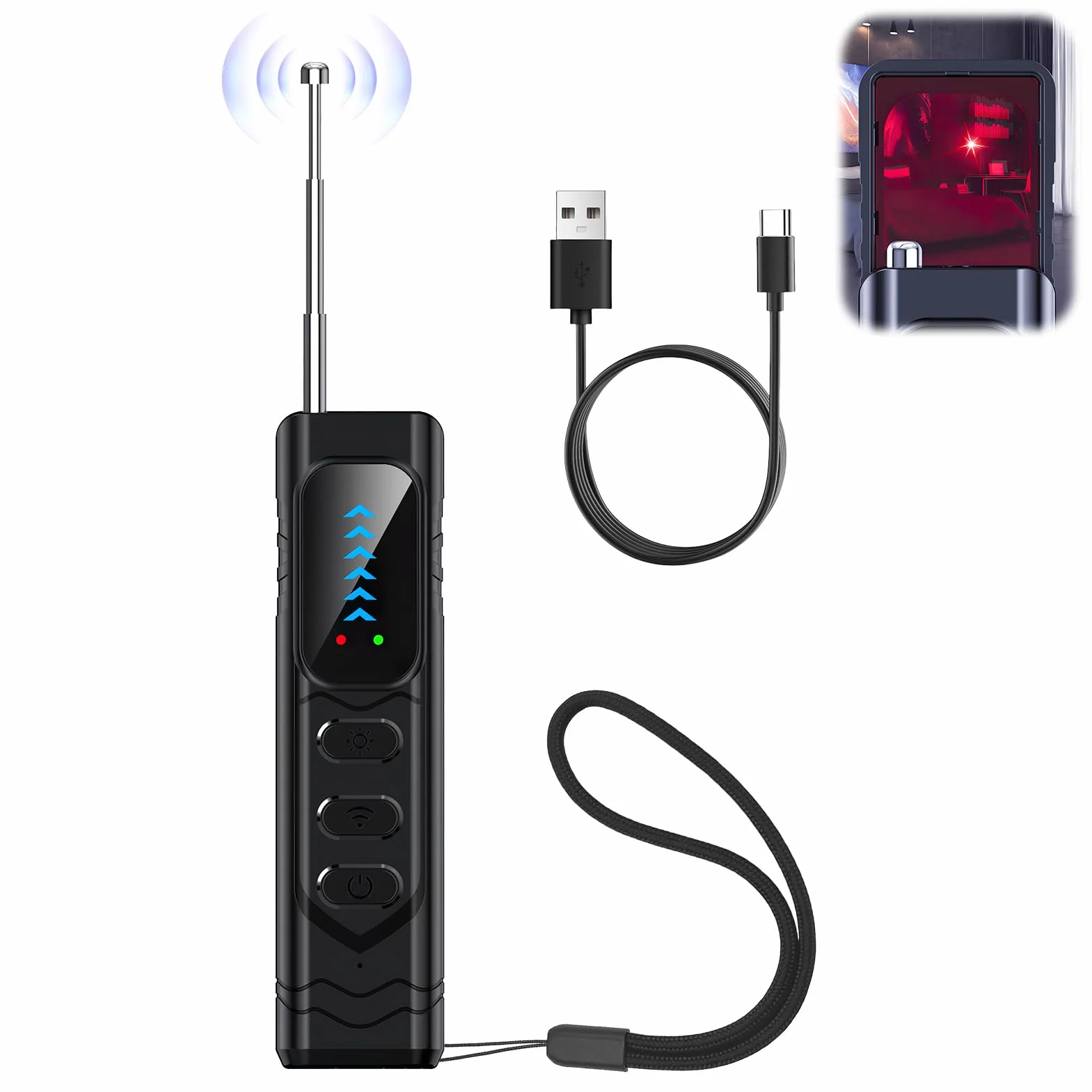 Detector de Cámaras y Micrófonos Ocultos – Detector de Señales RF con GPS Antiespía para Hogar