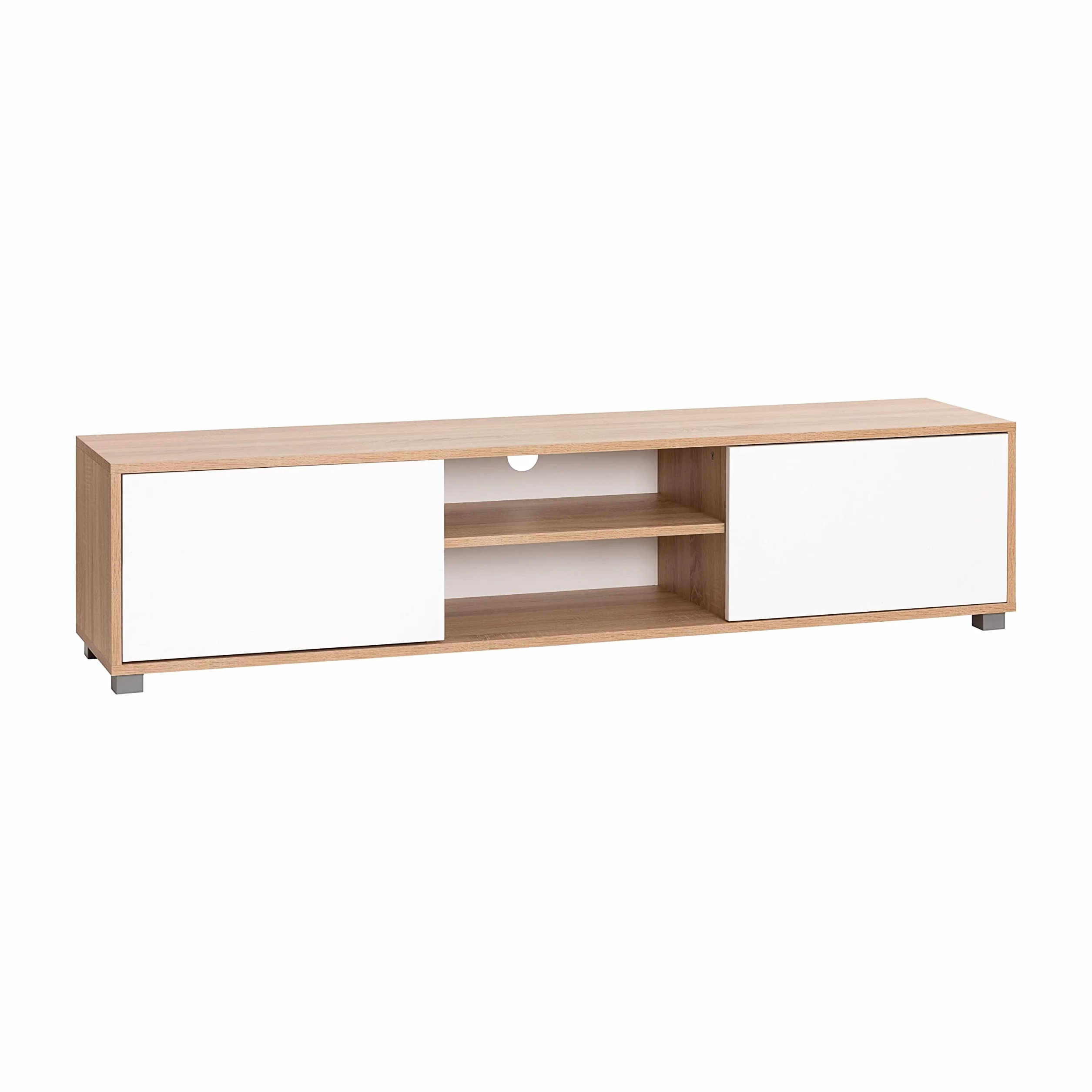 Mueble TV Salon Mesa para TV Color Roble y Blanco 180 x 40 x 41 cm. Atenea