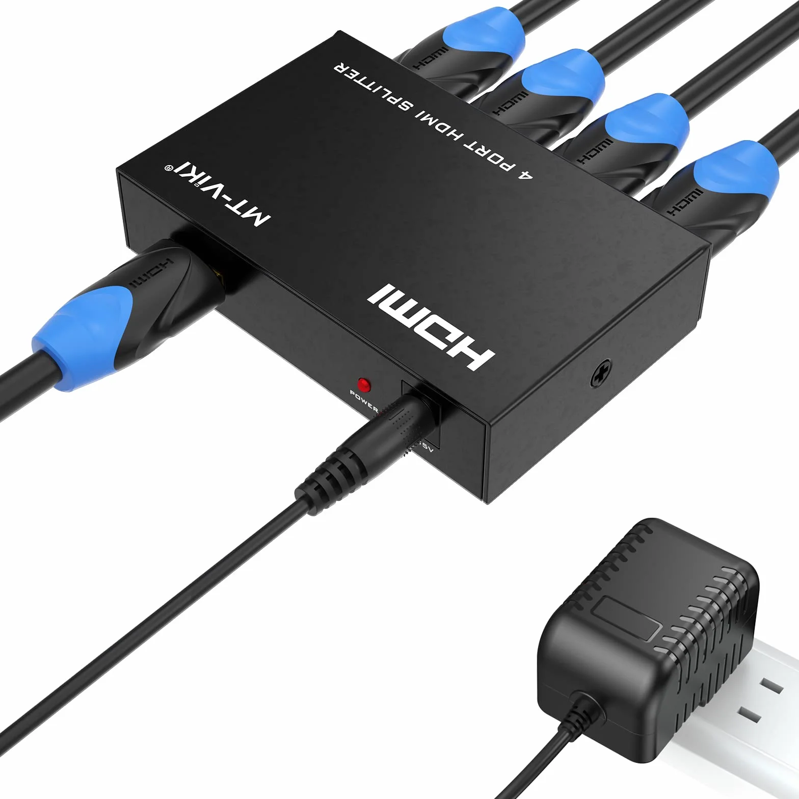 Divisor HDMI 1 en 4 Salidas 1x4 Puertos 4Kx2K @30Hz 3D Full HD 1080P, MT-ViKI SP104 Distribuidor para PS4 PS3 Fire Stick TV HDTV DVD Monitor de computadora