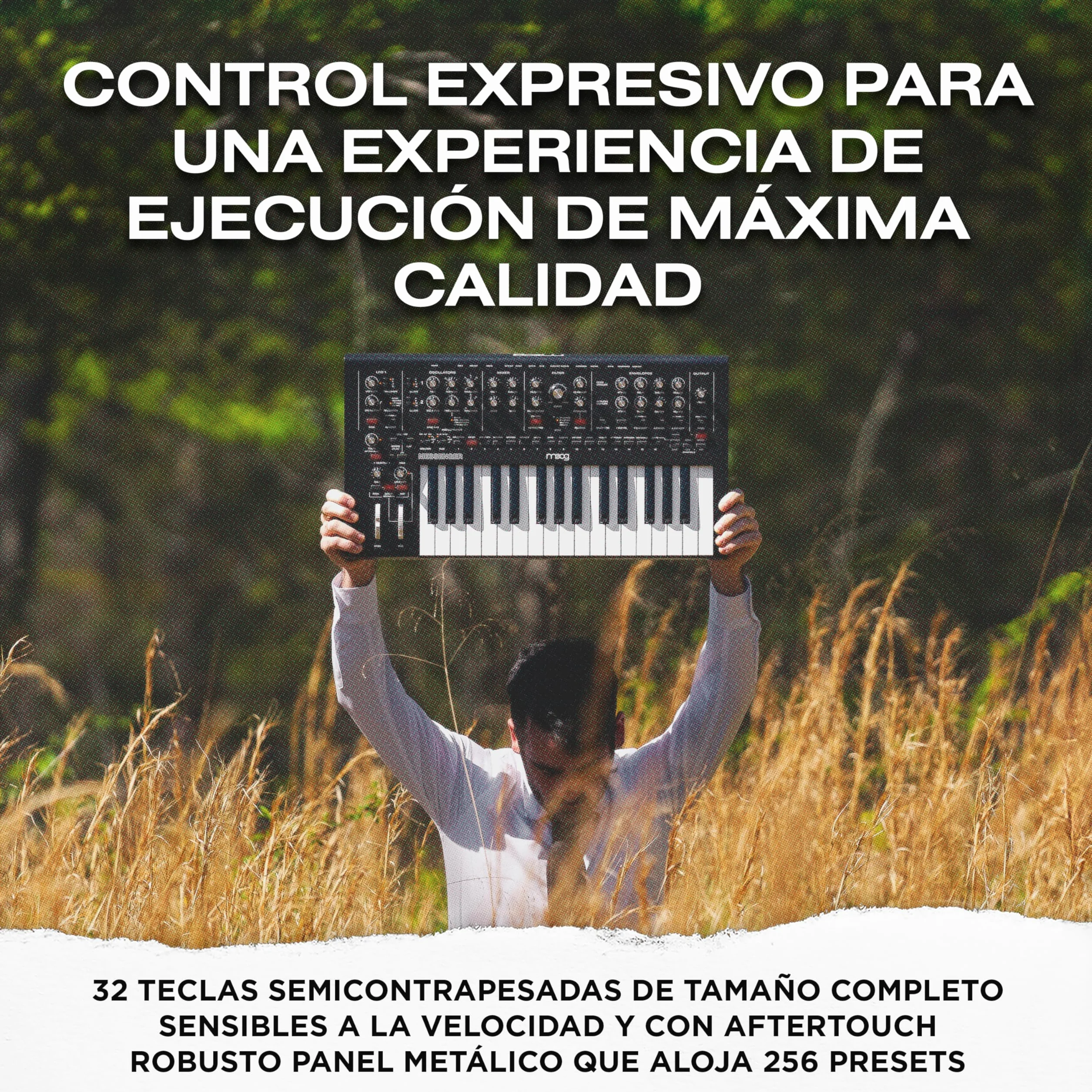 MOOG Messenger - Sintetizador de Teclado Monofónico Analógico Superavanzado, 32 Teclas, Secuenciador de 64 Pasos, 256 Presets y Compensación RES BASS