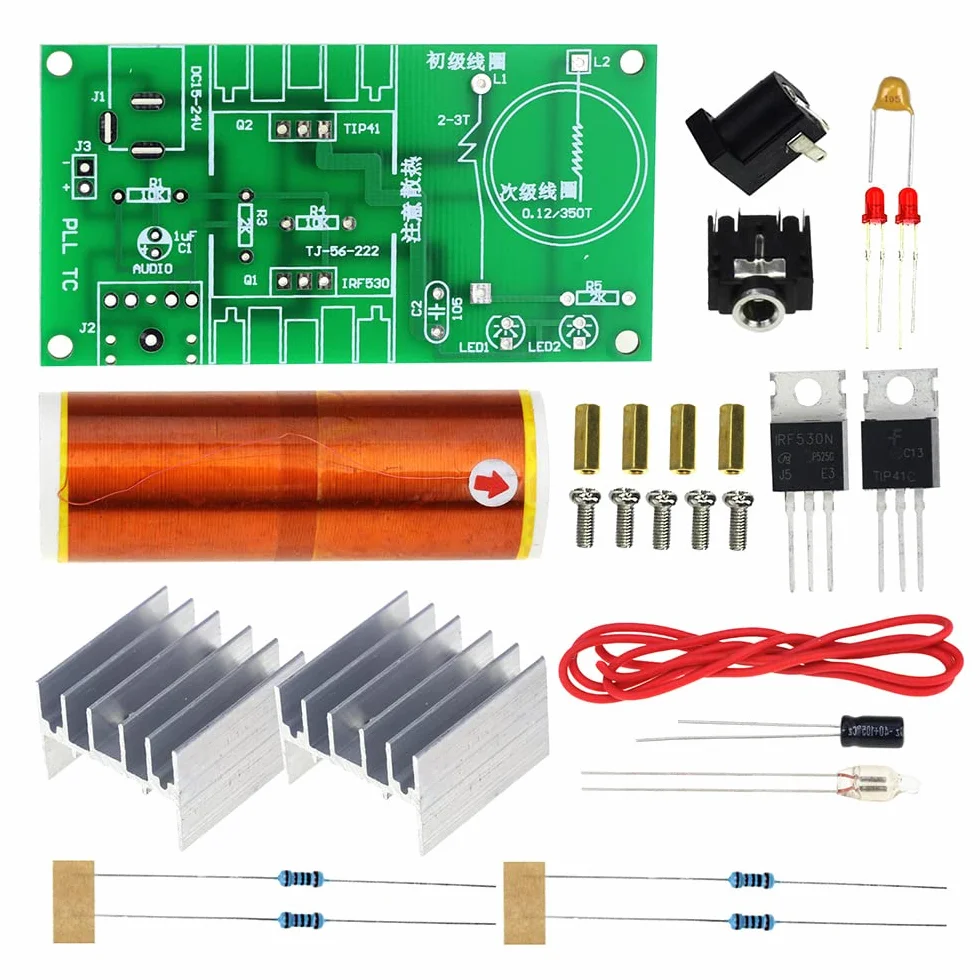 DC 15-24V 15W Mini Music Tesla Coil Plasma Speaker DIY Kits Altavoz de Plasma Tesla transmisión inalámbrica Kits DIY