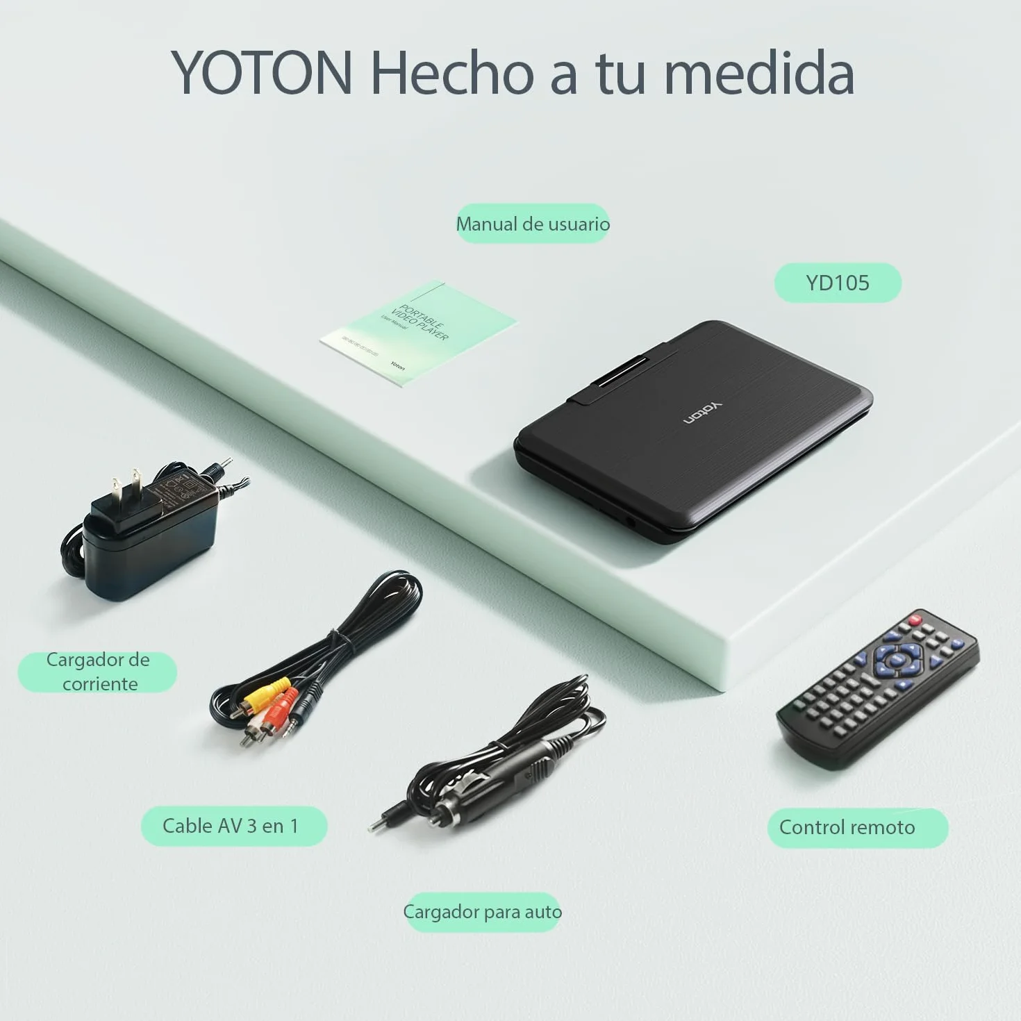 Yoton Reproductor de DVD Portátil 12,5'' Pantalla Giratoria HD 10,5'' Sin Restricción Regional