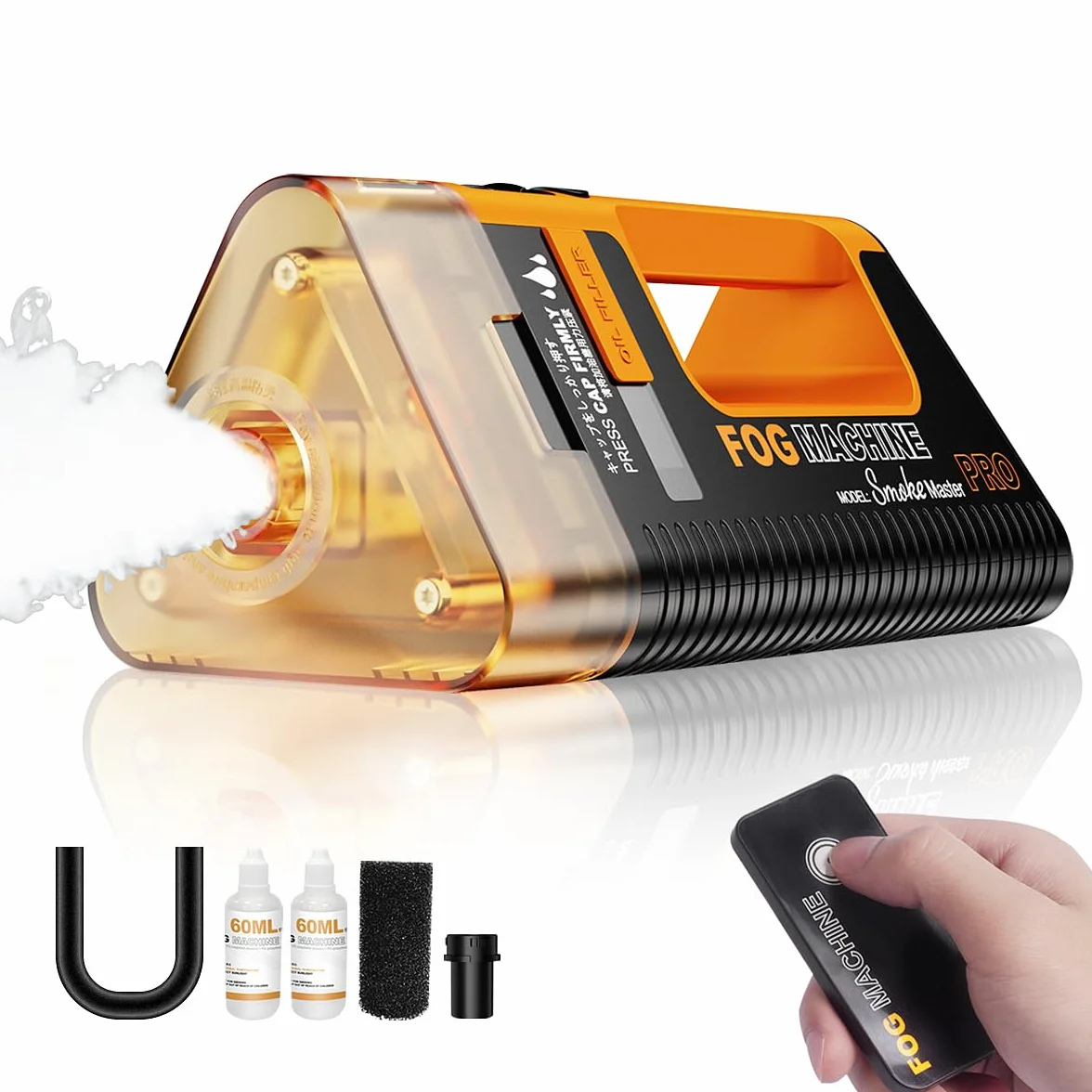 LENSGO Máquina de niebla, de mano SMOKE MASTER PRO con control remoto para exteriores, mini máquina de humo portátil para interiores
