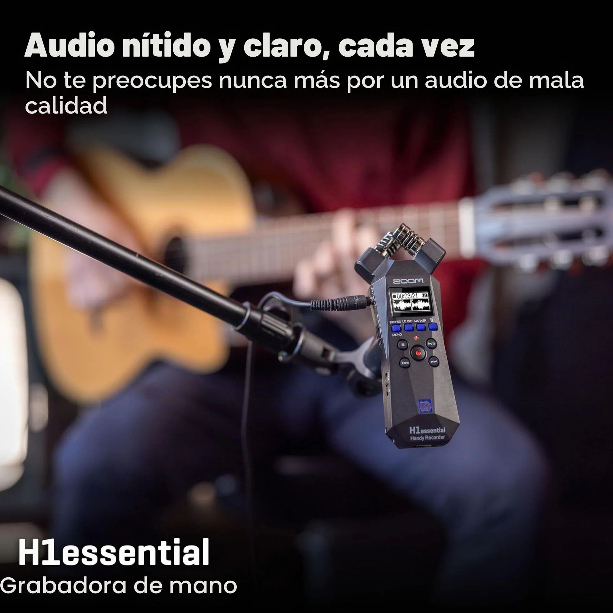 Zoom - H1essential Grabadora dictáfono portátil estéreo a 32-bit con Coma Flotante, accesibilidad, micros X/Y, micrófono USB, para músicos, podcasters, cineastas