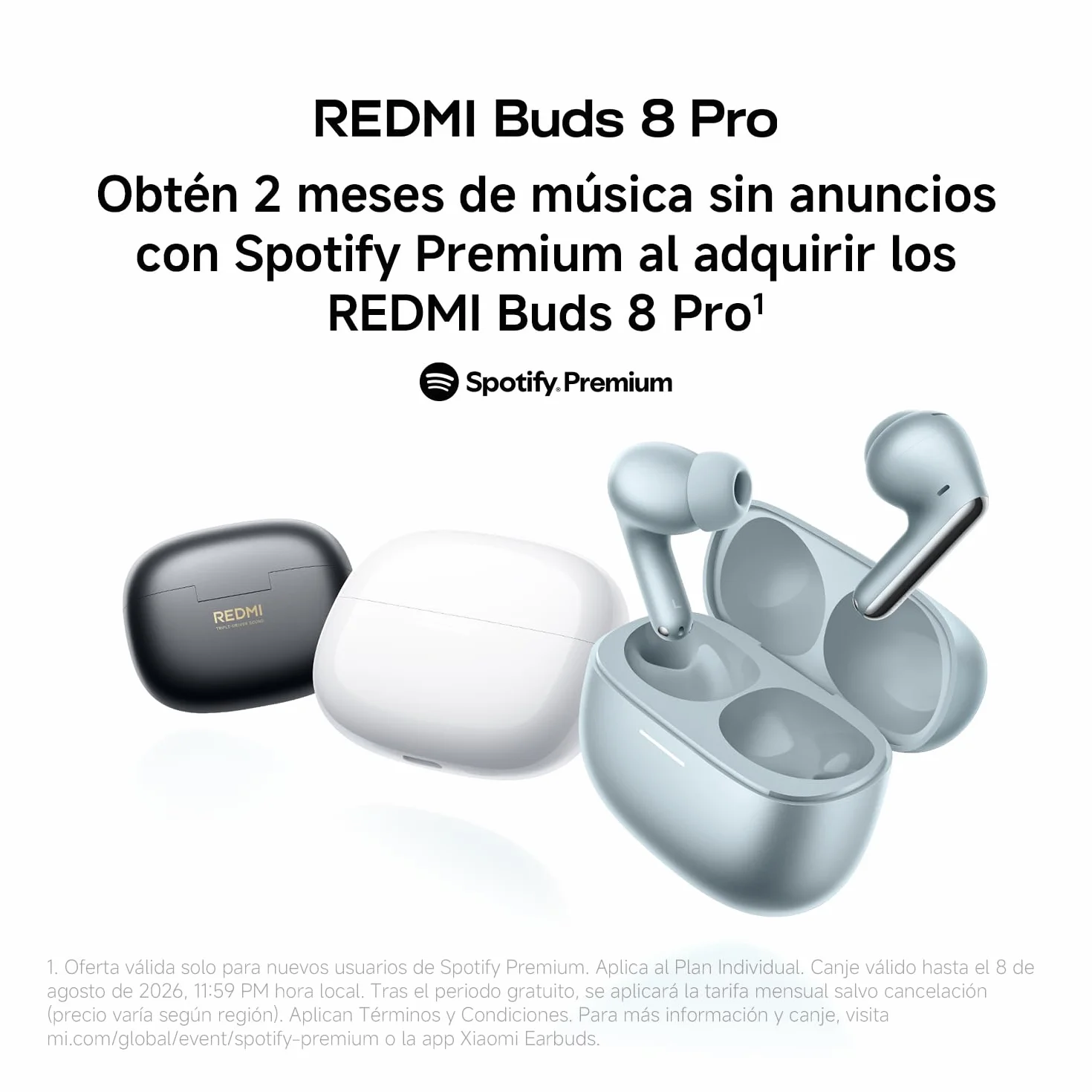 XIAOMI Redmi Buds 8 Pro, True Wireless Bluetooth, Cancelación Activa de Ruido 55 dB, Triple Driver, Sonido Hi-Res Hi-Fi, Dolby Audio, 33h Autonomía, Bluetooth 5.4, IP54, Negro