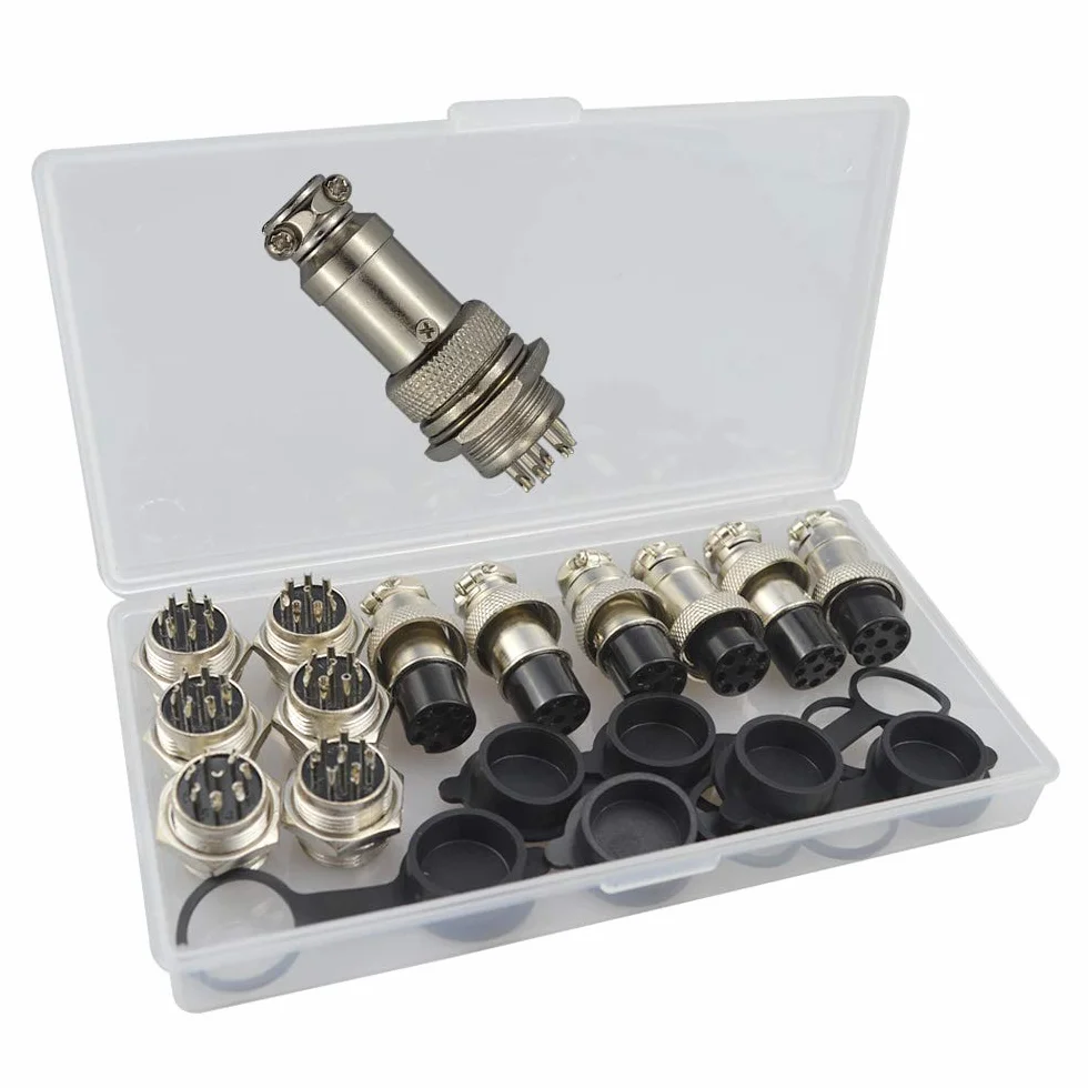 GX16 8-Pin Aviación Conector Metal 5A 16mm Macho Hembra con Tapa Protectora