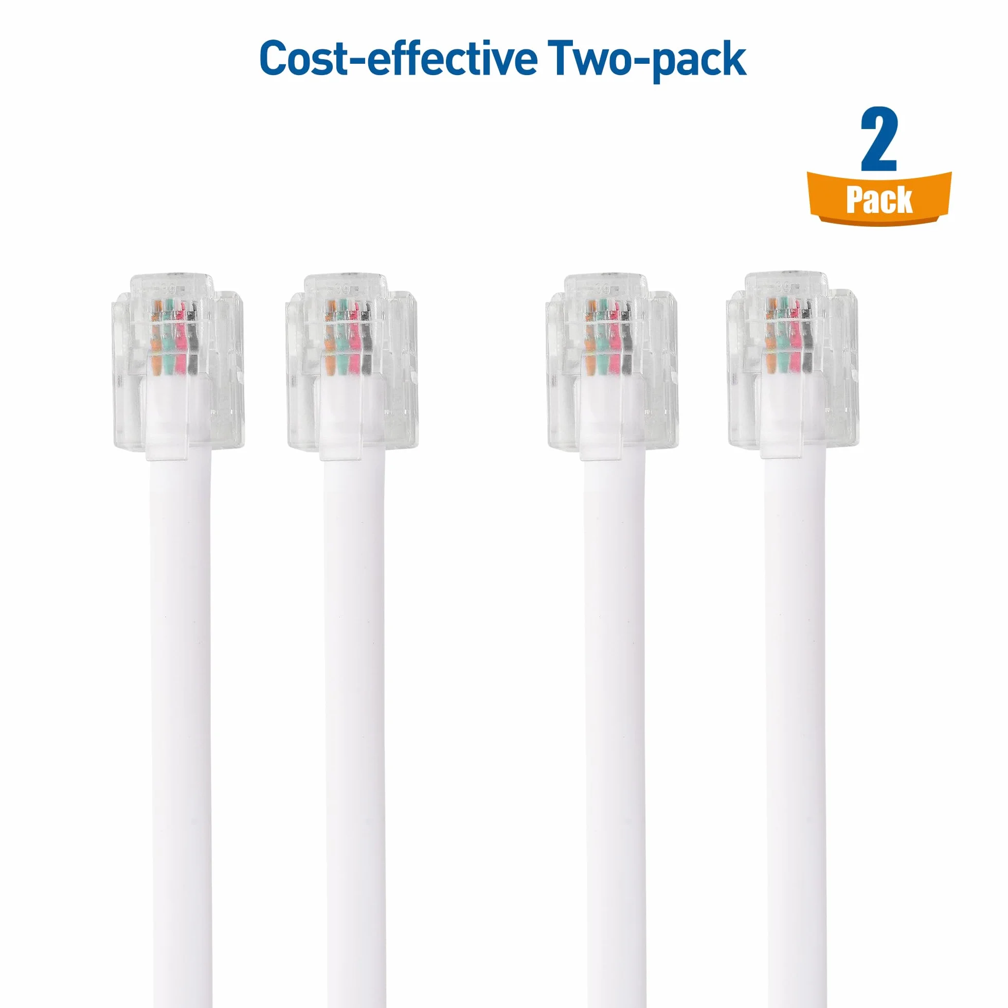 Cable Matters Paquete de 2 Cable Telefónico RJ11 a RJ11 ADSL 5m Blanco