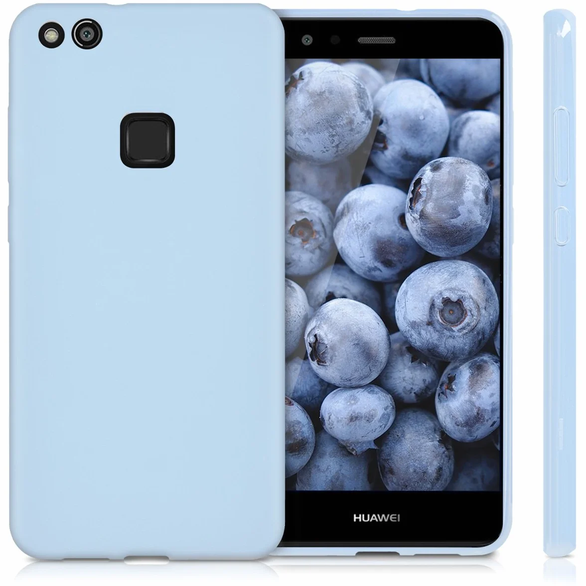 kwmobile Funda para Huawei P10 Lite Carcasa - Ultrafina de TPU y Silicona con Bordes elevados anticaídas - Azul Claro Mate