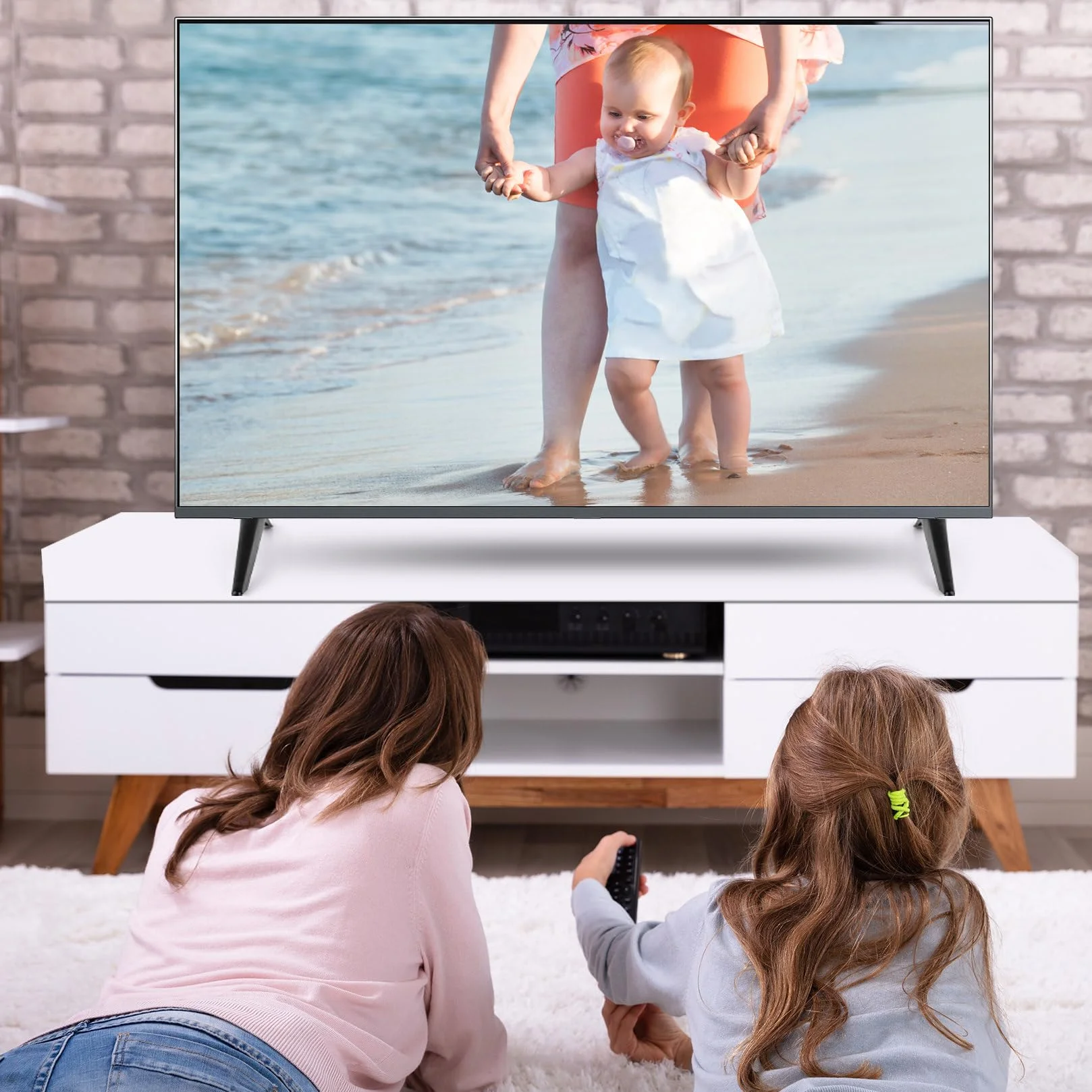 Soportes universales para TV 20-65 pulgadas, patas planas, juego de tornillos negro