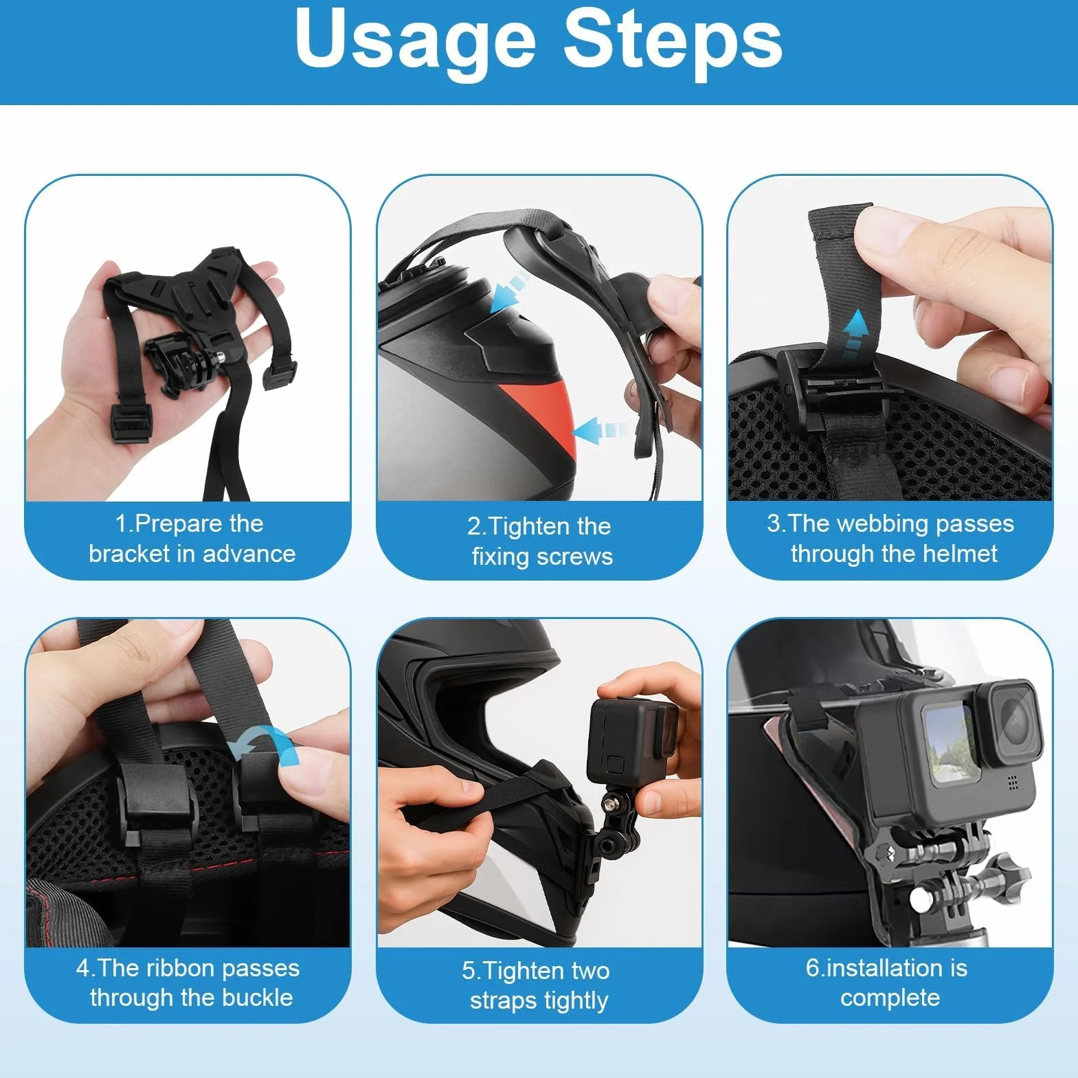 Soporte Casco de Moto Mento para GoPro Hero 13 12 11 10 9 8 7 6 5 para dji OSMO Action 5 Pro 4/3 para Session Soporte de Cámara de Gancho J Silicona Antideslizante Cámara de Acción Accesorios