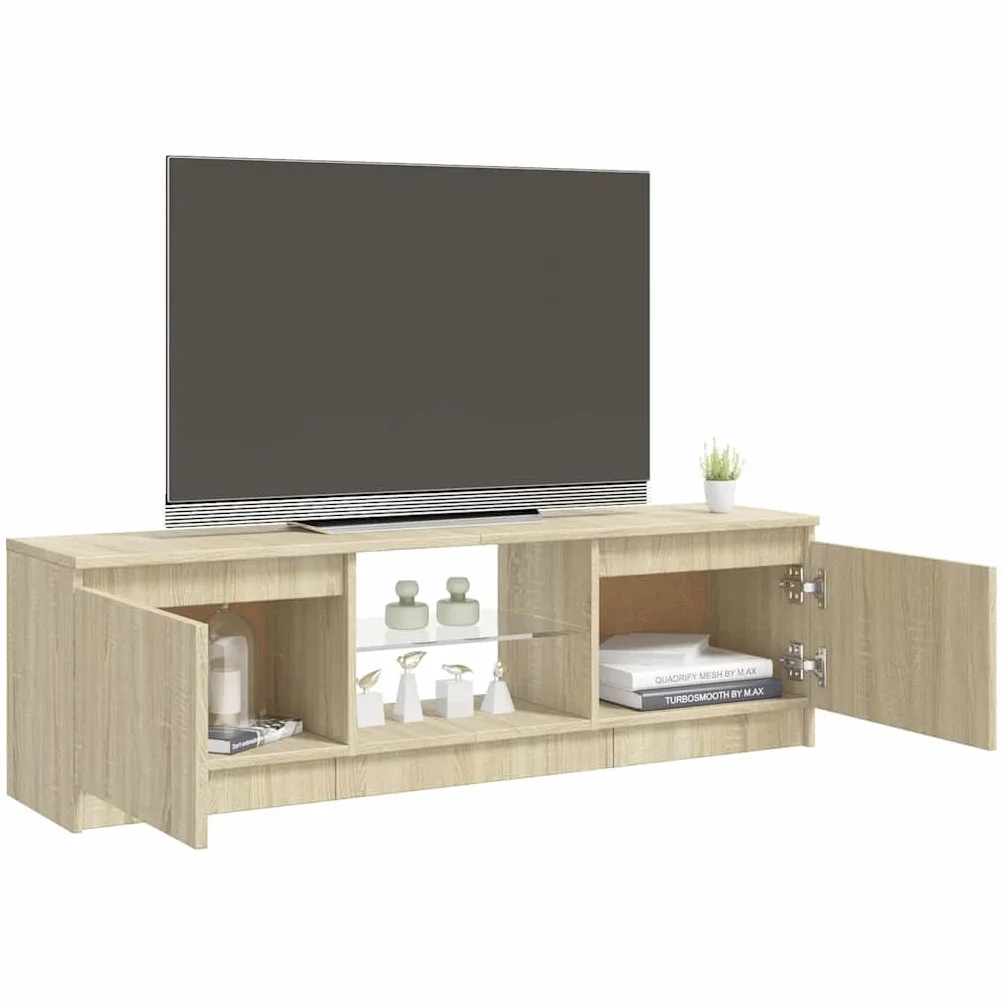 vidaXL Armario TV con Luces LED Soporte Mobiliario Aparador Estante Salón Sala de Estar Dormitorio Decoración Roble Sonoma 120x30x36 cm