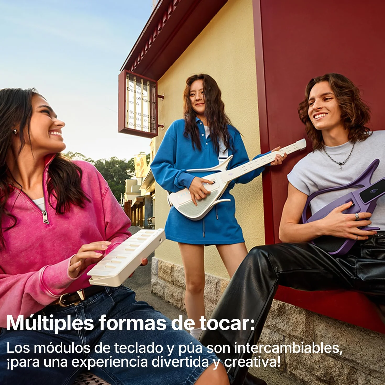 Enya CYBER-G Guitarra Smart Innovadora – Sin Cuerdas Guitarra Travel Guitar portátil & Silent E-Guitar con teclas LED, Drum & Bass, cientos de sonidos, altavoz incorporado para aprendizaje rápido