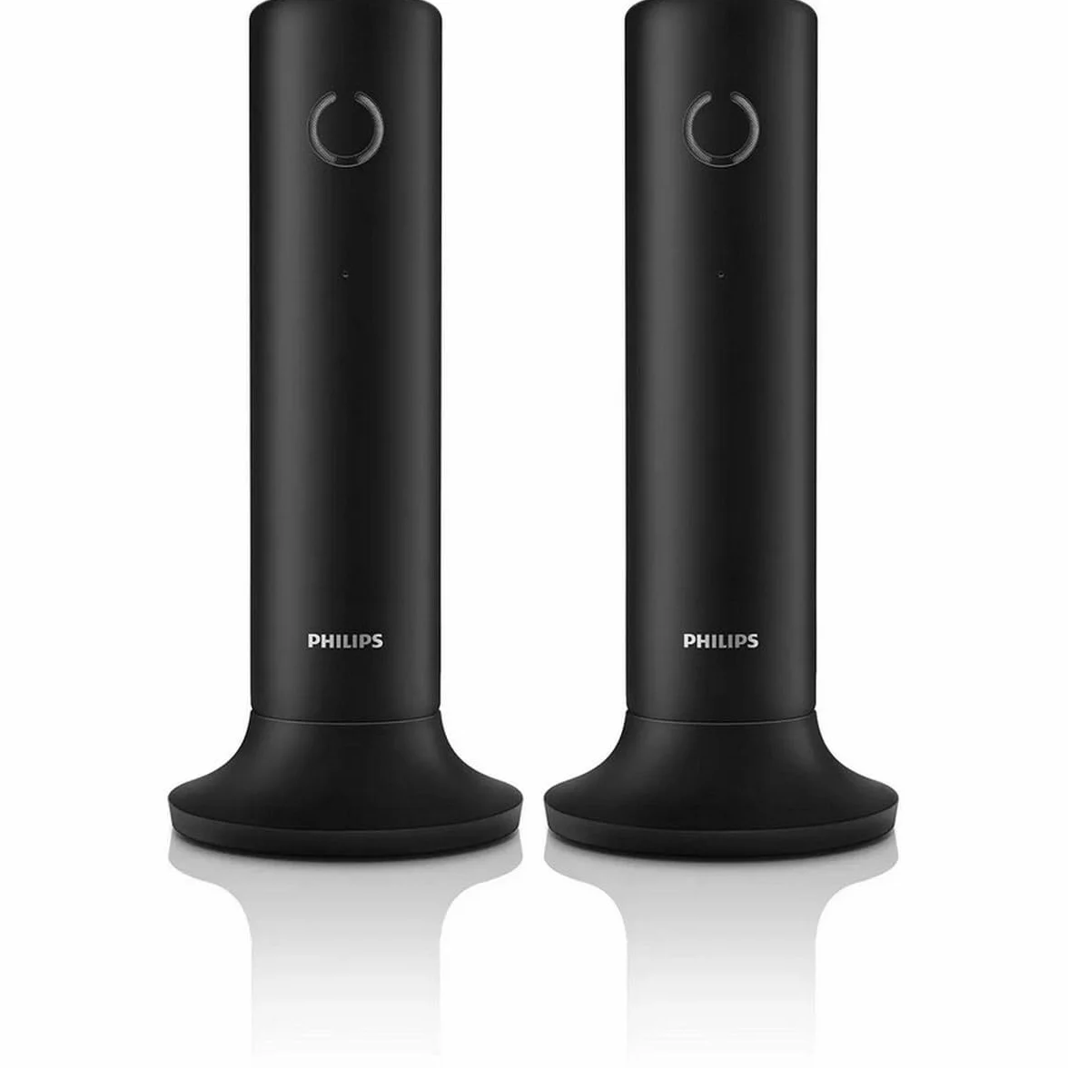 Philips M4502B/34 - Teléfono Fijo Inalámbrico, Pantralla 1,6'', Pantalla LCD, Retroiluminación, Altavoz Integrado, Manos Libres, HQ- Sound, Delgado y Compacto - Negro (Compatible: ES, IT, FR)