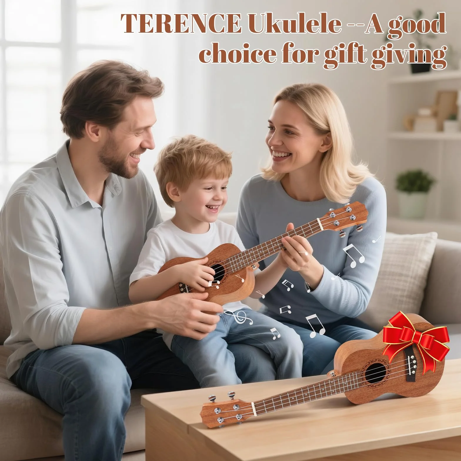 Ukelele de Concierto para Adultos y Niños - Ukelele Soprano Profesional 23" en Caoba Maciza con Sonido Premium, Diseño Elegante y Kit Completo Inicial (Funda, Correa, Púas, Cuerdas)