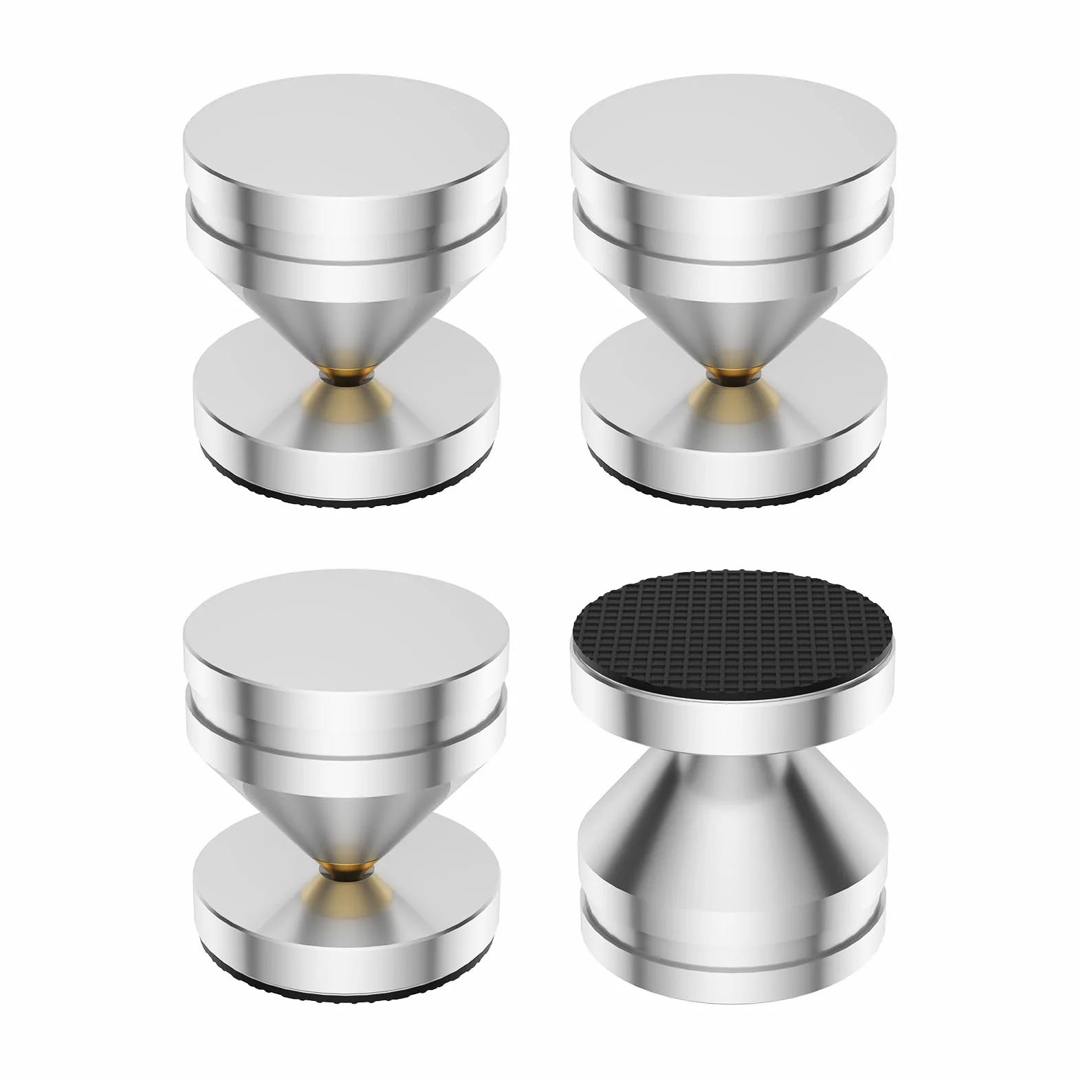 Pack de 8 clavijas para altavoces, soportes de altavoz, amplificador de audio HiFi DAC CD Aislamiento Stand Cone Feet Shockproof Base Pad pies de aleación de aluminio (plata)