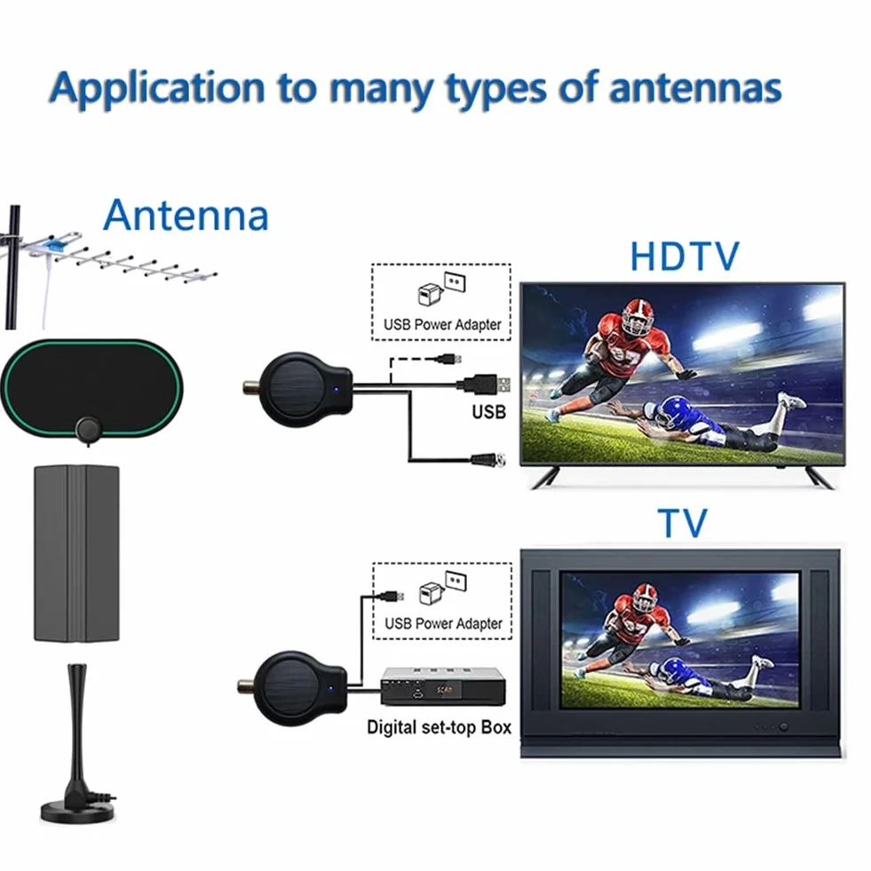 Amplificador de SeñAl de Antena de TV Digital HDTV de InstalacióN RáPida para Exteriores o Interiores HD FM DVB Alimentado por USB 32DBI