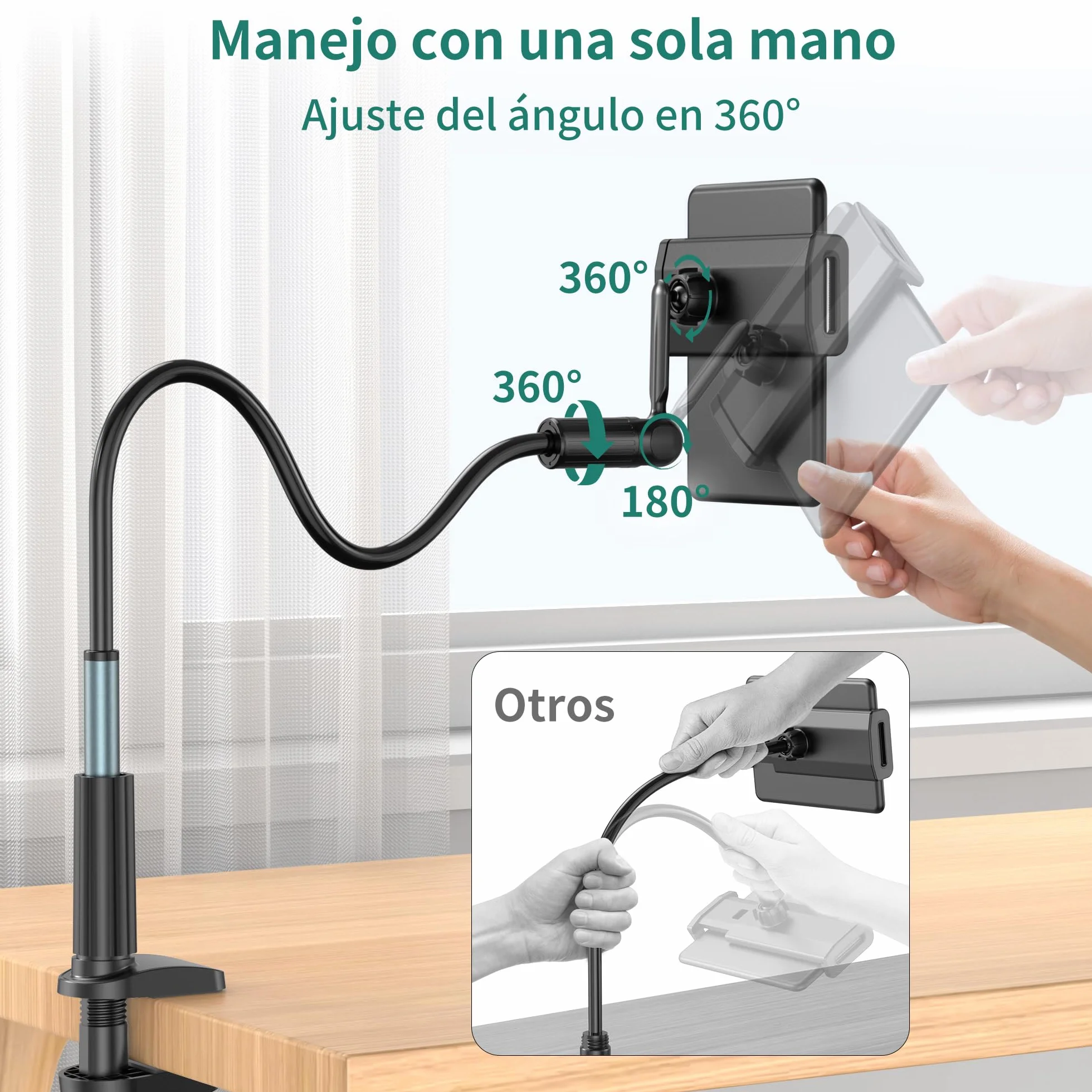 PlusAcc Soporte Cuello de Cisne Ajustable para Kindle Kobo Leer en Cama