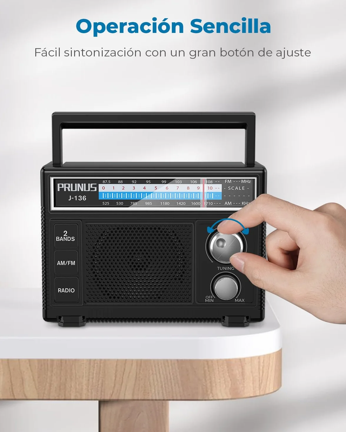 PRUNUS J-136 Radio FM AM Portátil Pilas CA con Toma AUX Micrófono