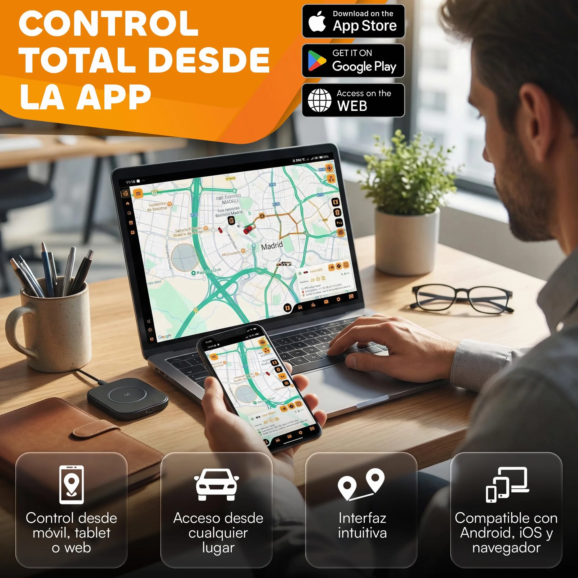 Rastreador GPS 4G OBD con SIM Integrada y Alerta Antirrobo para Coche Moto Camión