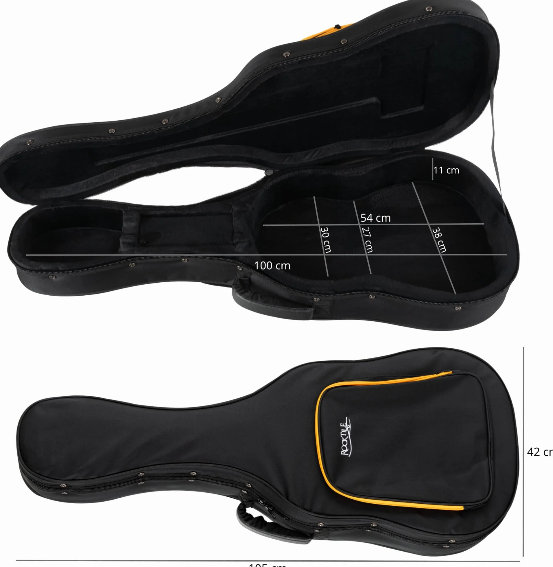 ROCKTILE KGSC-5122BK Funda Suave para Guitarra Clásica - Estuche Ligero y Práctico para Todas Las Guitarras De Concierto