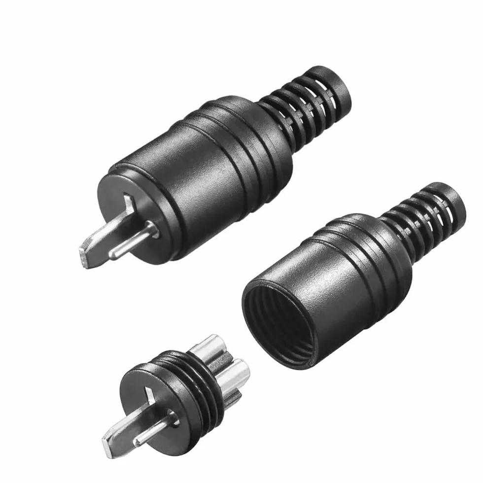 TECHZOCO Conector Altavoz Audio Recto 2 Pines DIN HiFi, Enchufe Macho, Rosca, 2,5 mm², 2 unidades