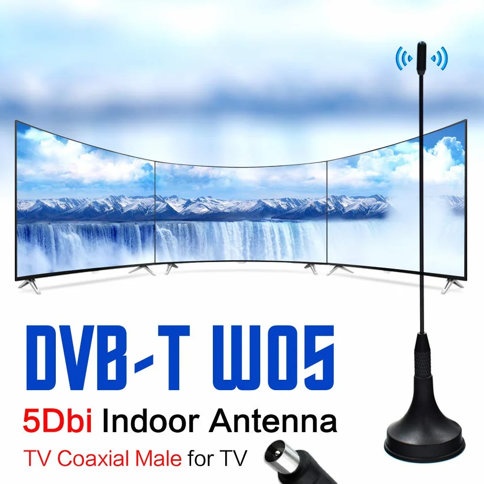 Televisión Digital Terrestre DTA180 - Antena Portátil Interior/Exterior para Receptor TDT USB, Televisión DVB-T/DVB-T2, Radio Dab/FM con Base Magnética, para Hogar, Autocaravanas Y Viajes