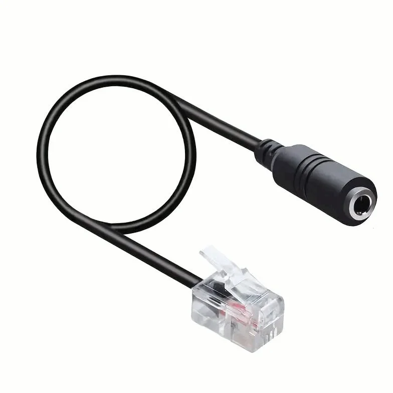 TECHZOCO Cable Adaptador RJ9 Macho a Jack 3.5 mm Hembra, Auriculares Micrófono para Teléfono