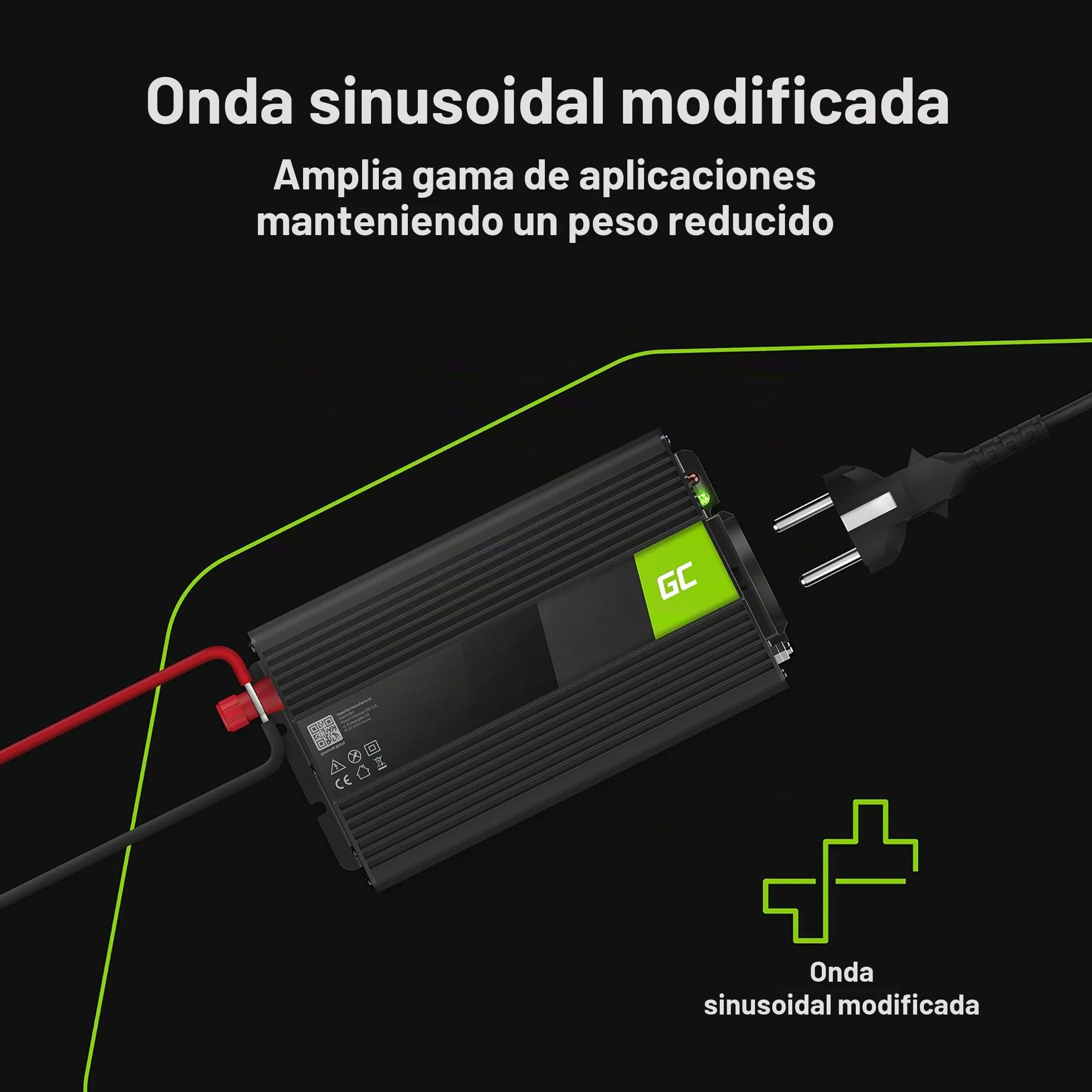 Green Cell 300W/600W 12V a 220V/230V Inversor de Corriente Onda Sinusoidal Modificada DC AC Power Inverter para Coche Camión con Puerto USB